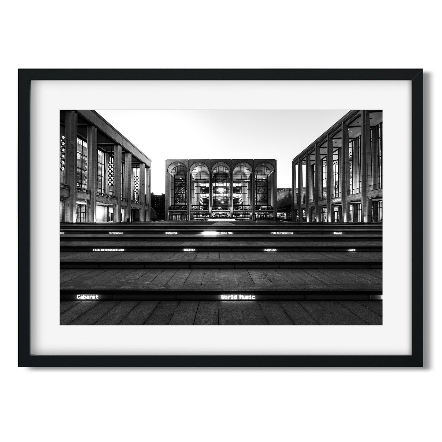 Black and white fine art print of Lincoln Center New York City
