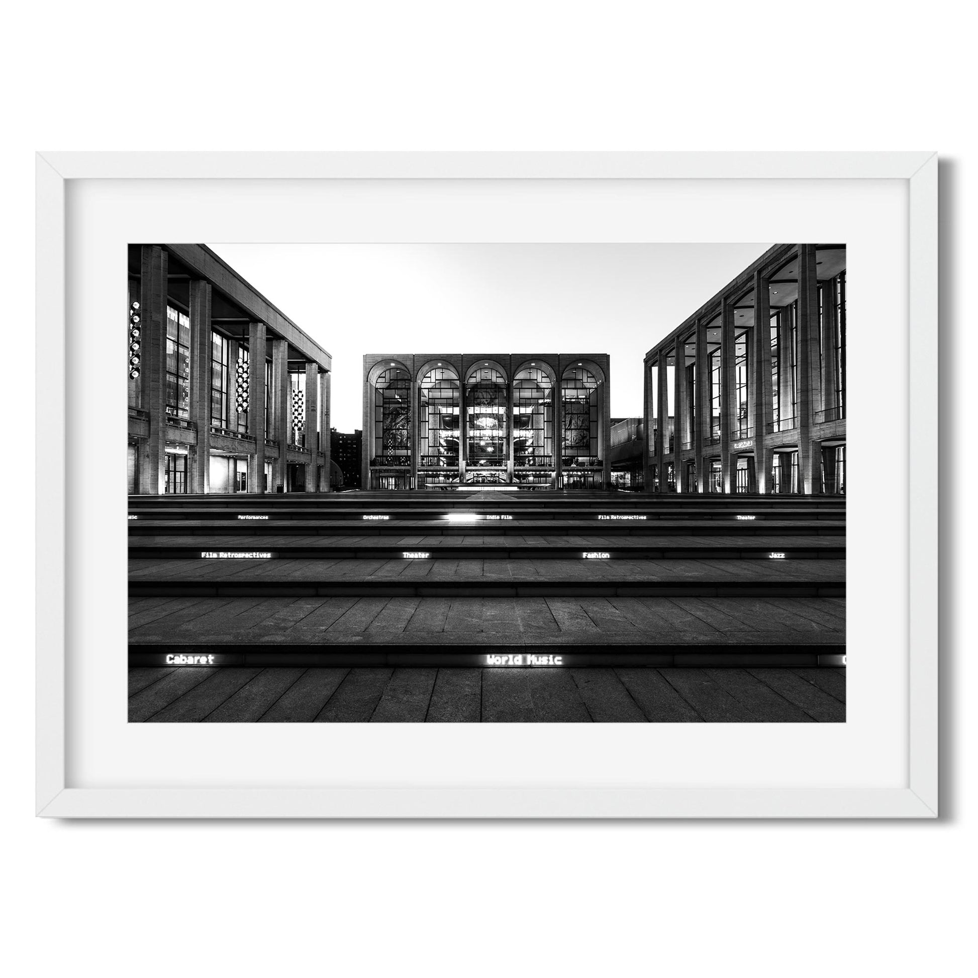 Black and white fine art print of Lincoln Center New York City