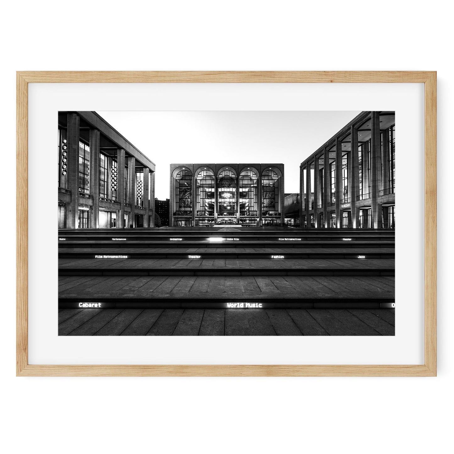 Black and white fine art print of Lincoln Center New York City