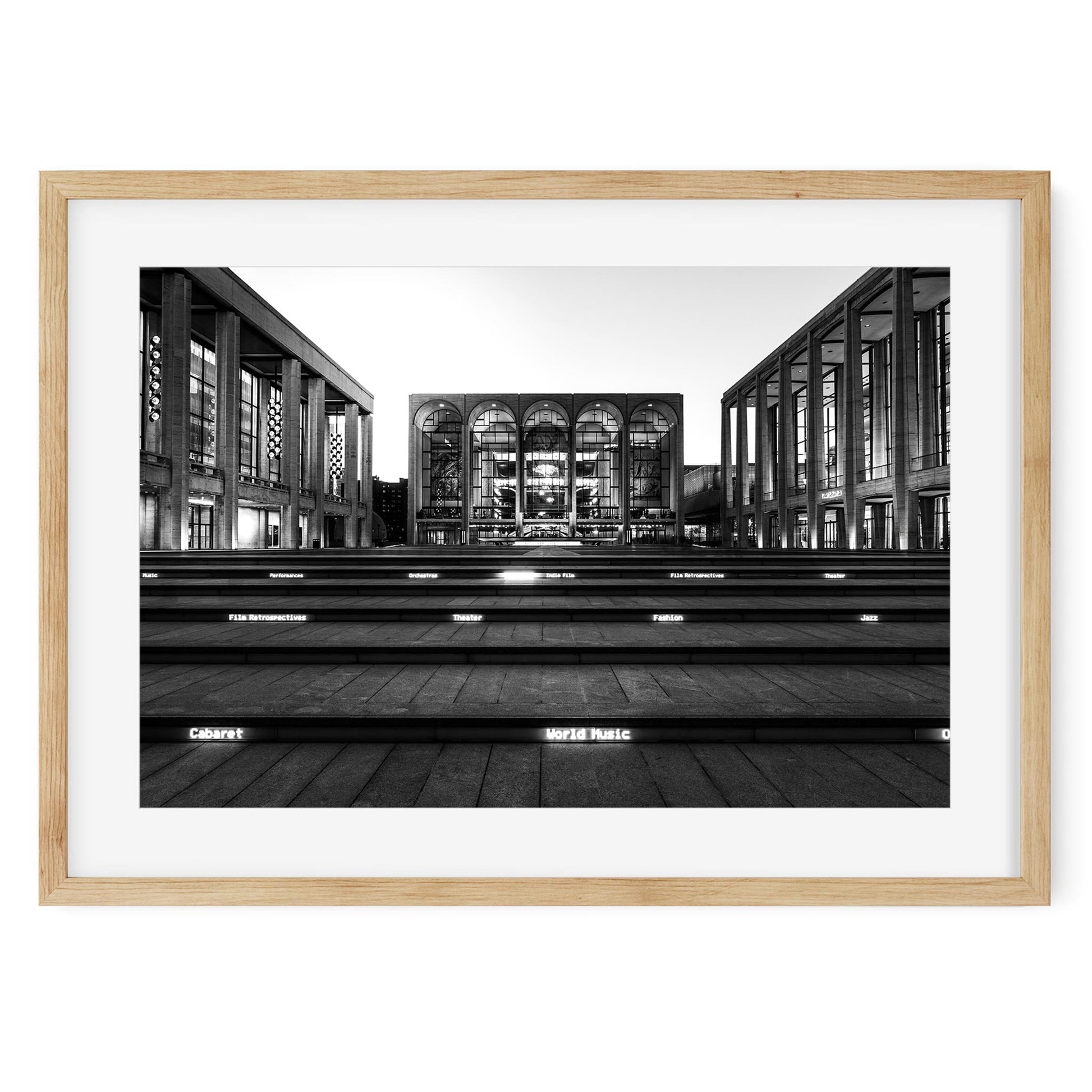Black and white fine art print of Lincoln Center New York City