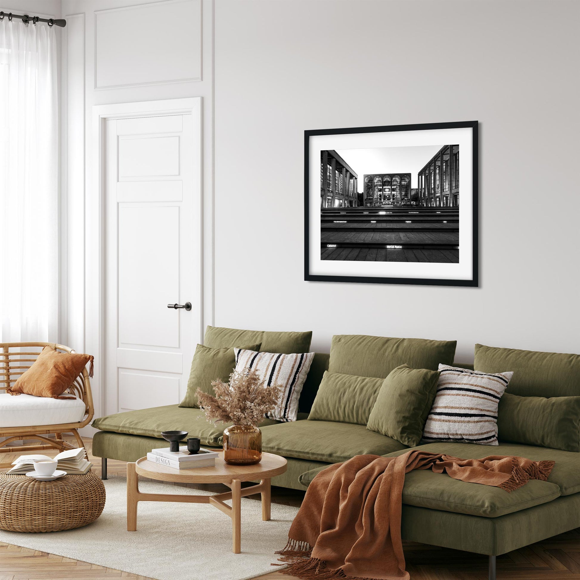 Black and white fine art print of Lincoln Center New York City