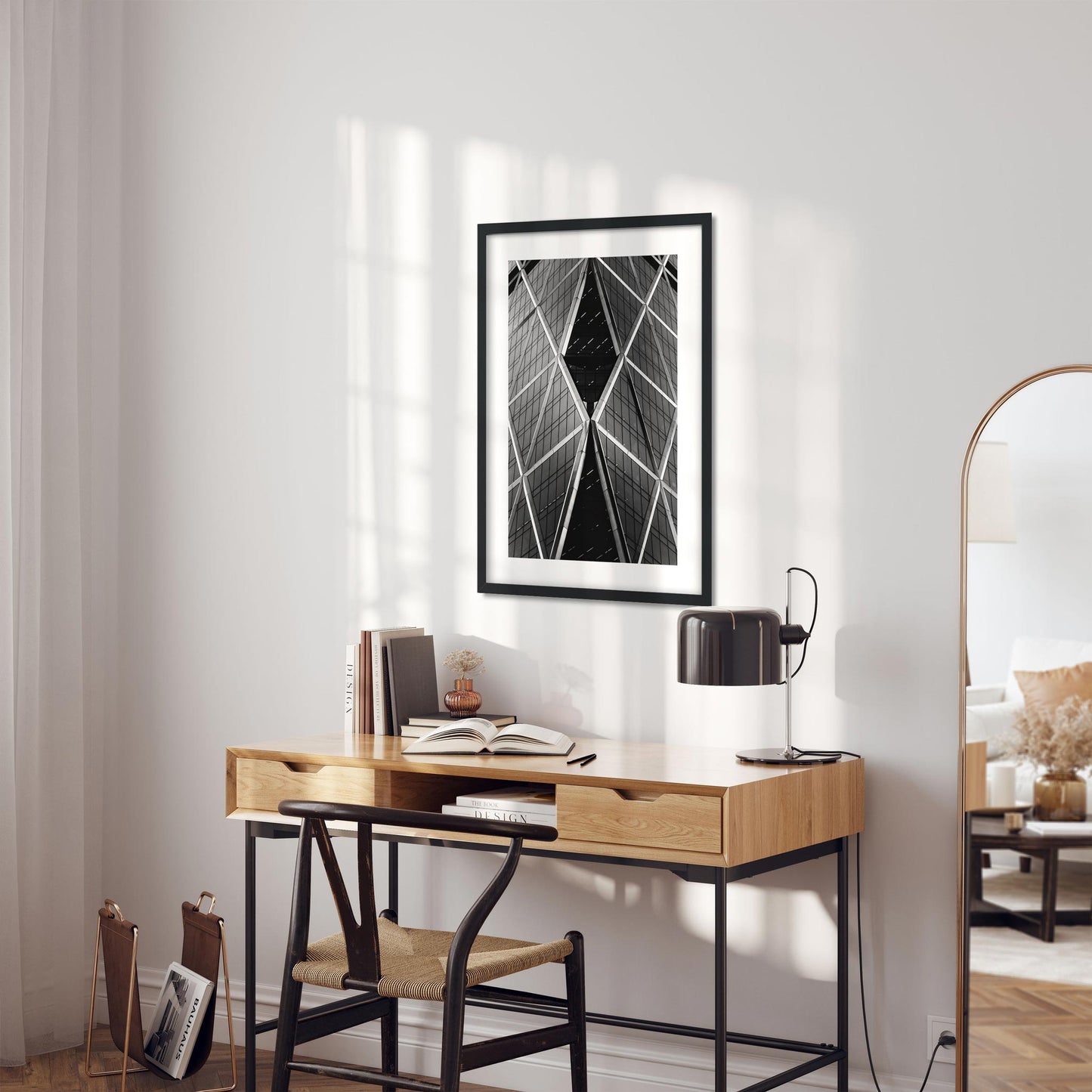 Black and white fine art print of Hearst Tower Midtown Manhattan NYC