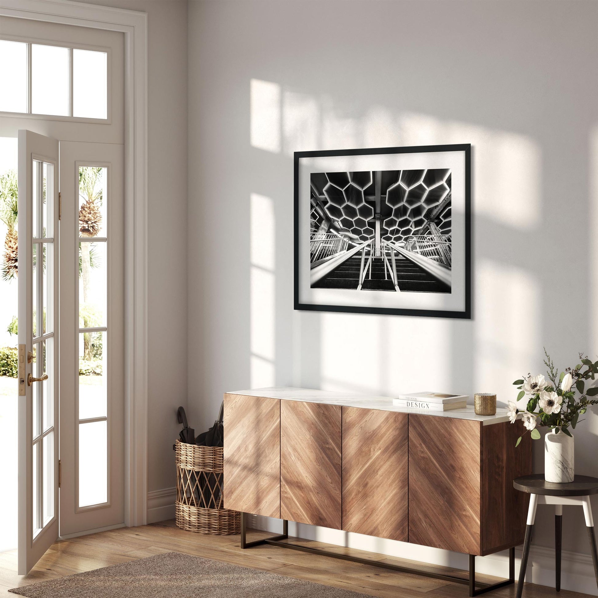 Black and white fine art print of Bleecker Street Subway NoHo Neighborhood NYC