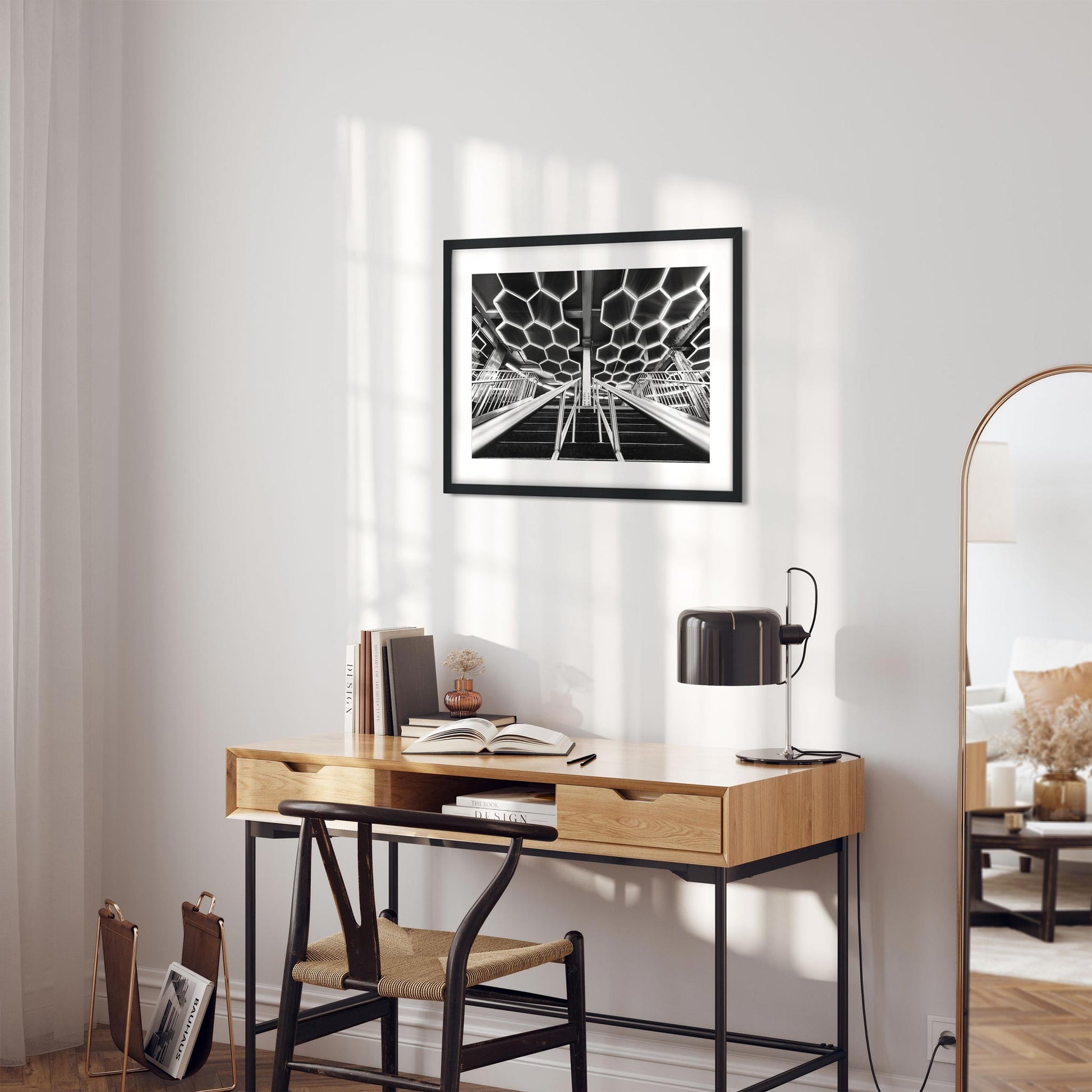 Black and white fine art print of Bleecker Street Subway NoHo Neighborhood NYC