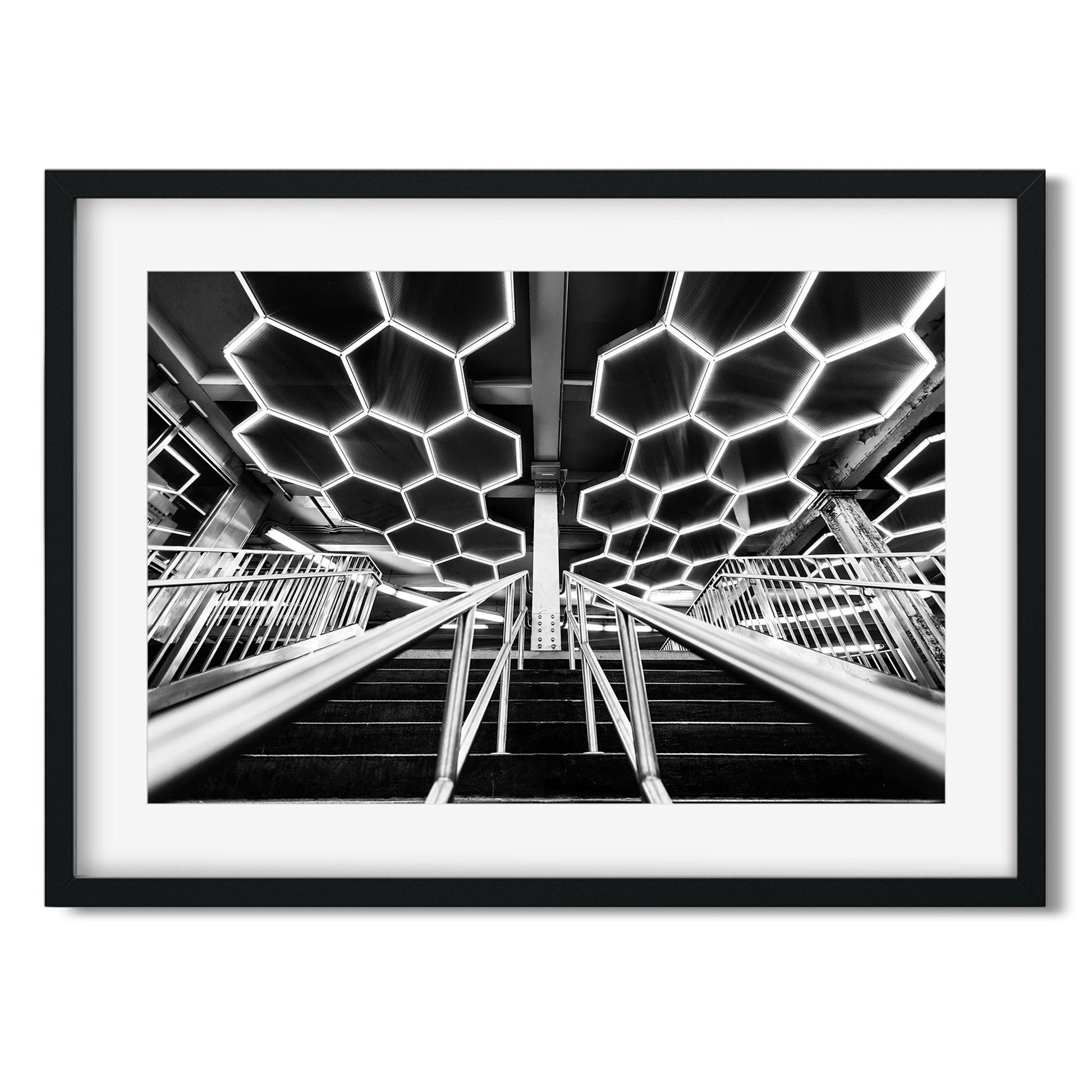 Black and white fine art print of Bleecker Street Subway NoHo Neighborhood NYC