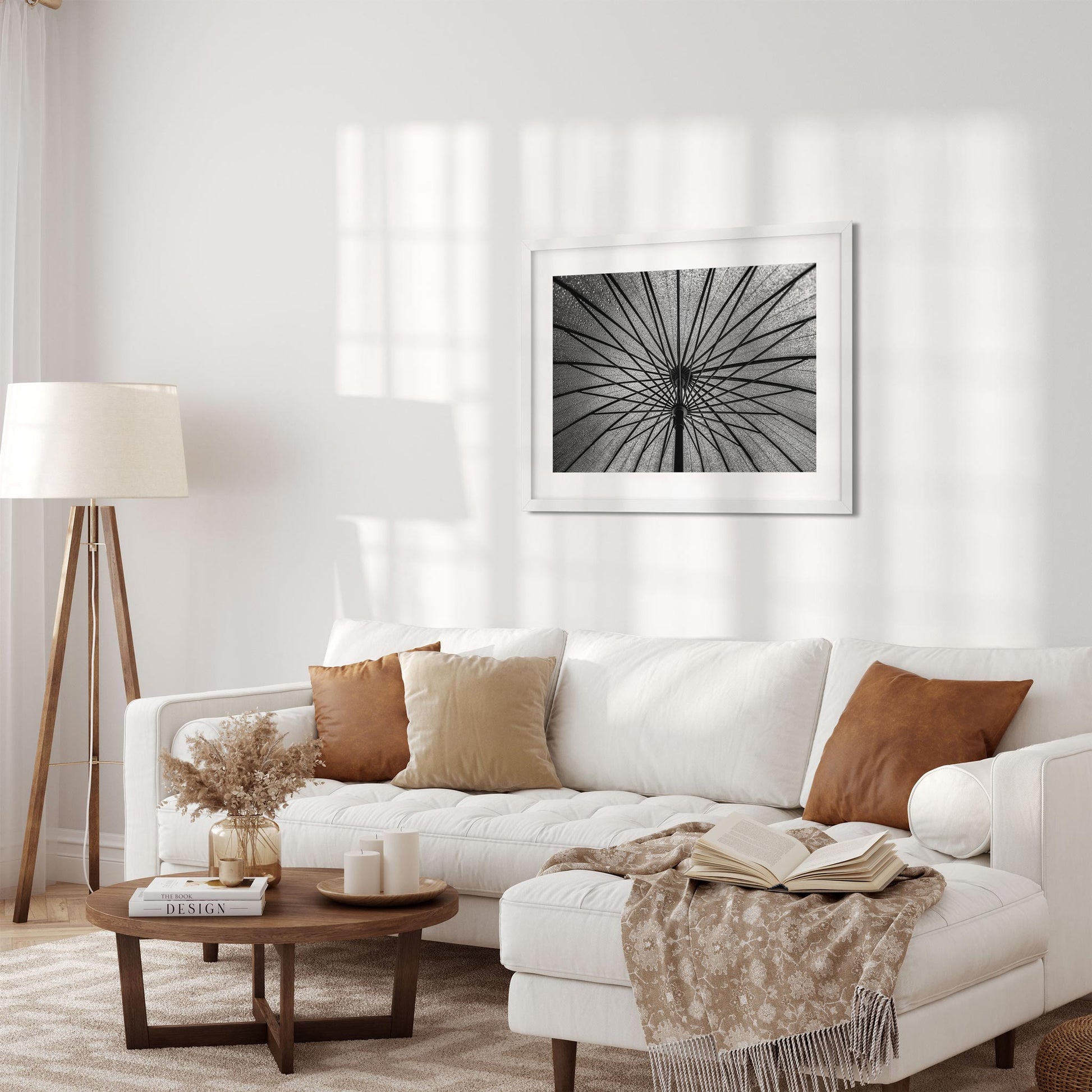 Black and white fine art print of Umbrella Brooklyn New York