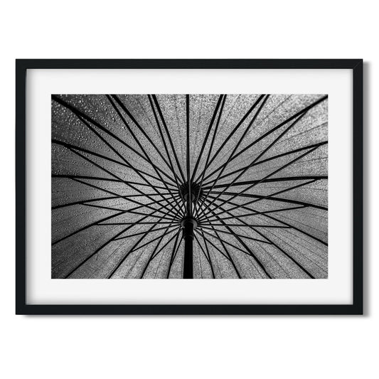Black and white fine art print of Umbrella Brooklyn New York