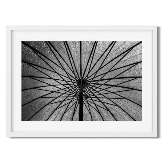 Black and white fine art print of Umbrella Brooklyn New York