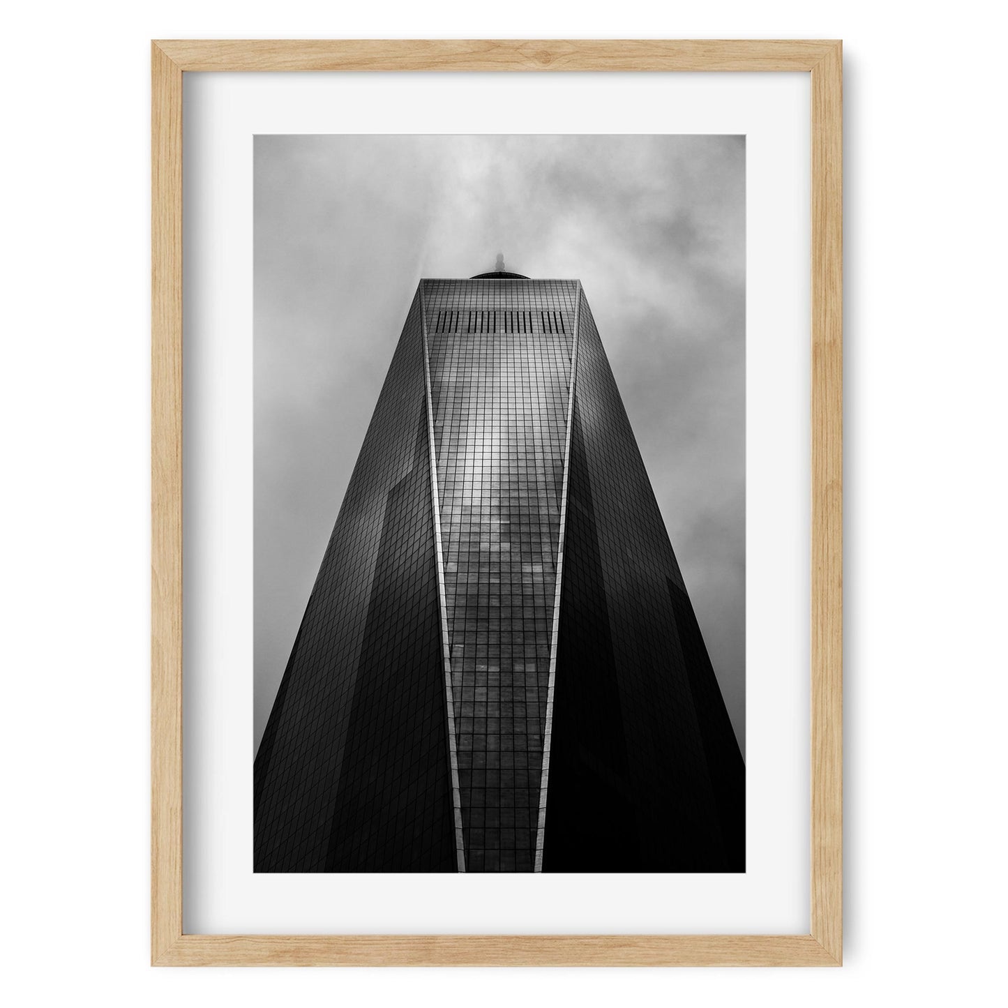 Black and white fine art print of One World Trade Center Lower Manhattan NYC