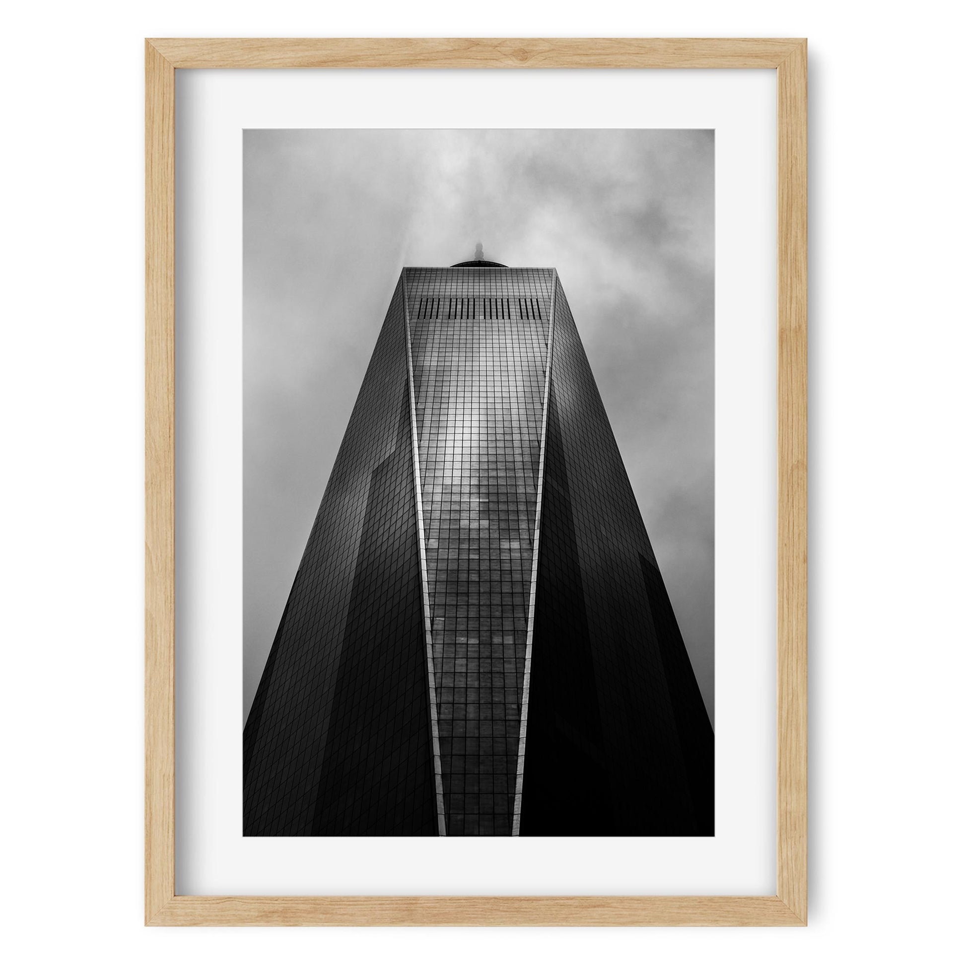 Black and white fine art print of One World Trade Center Lower Manhattan NYC