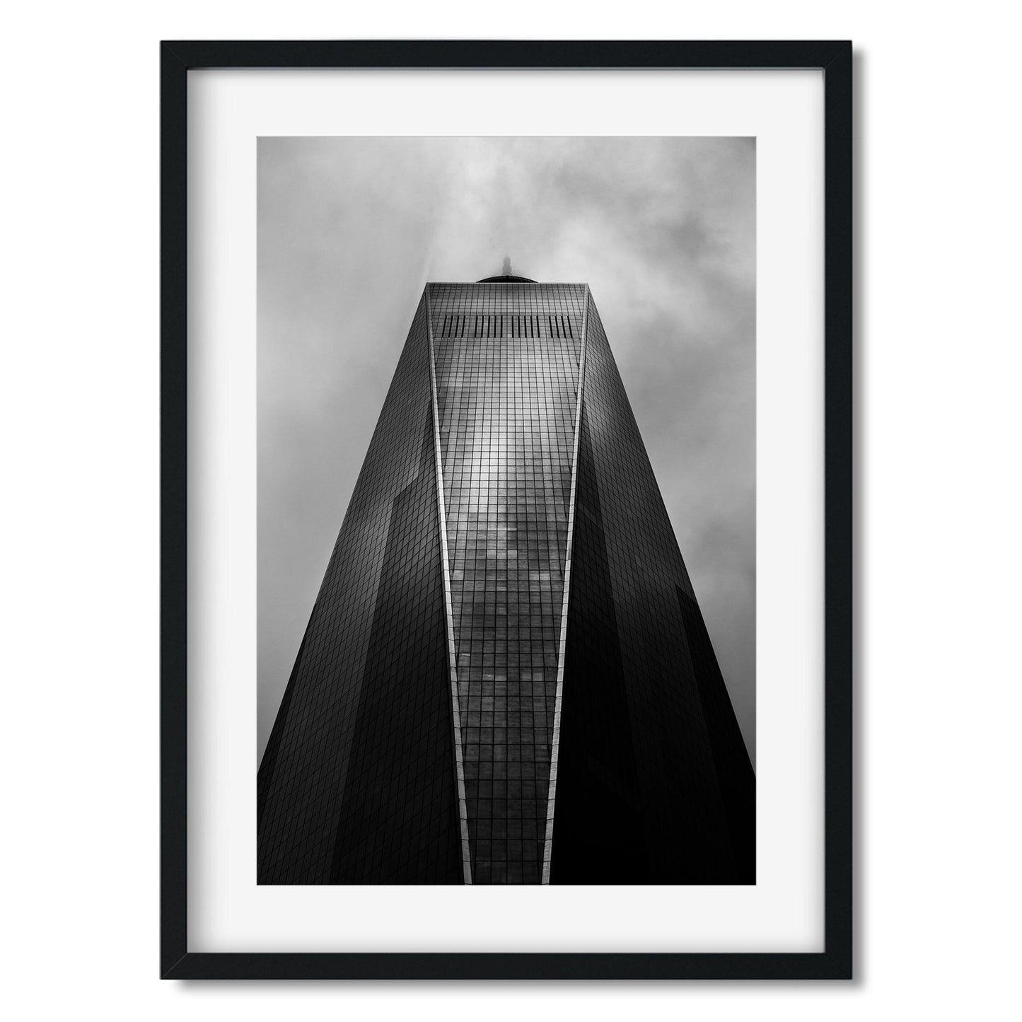 Black and white fine art print of One World Trade Center Lower Manhattan NYC