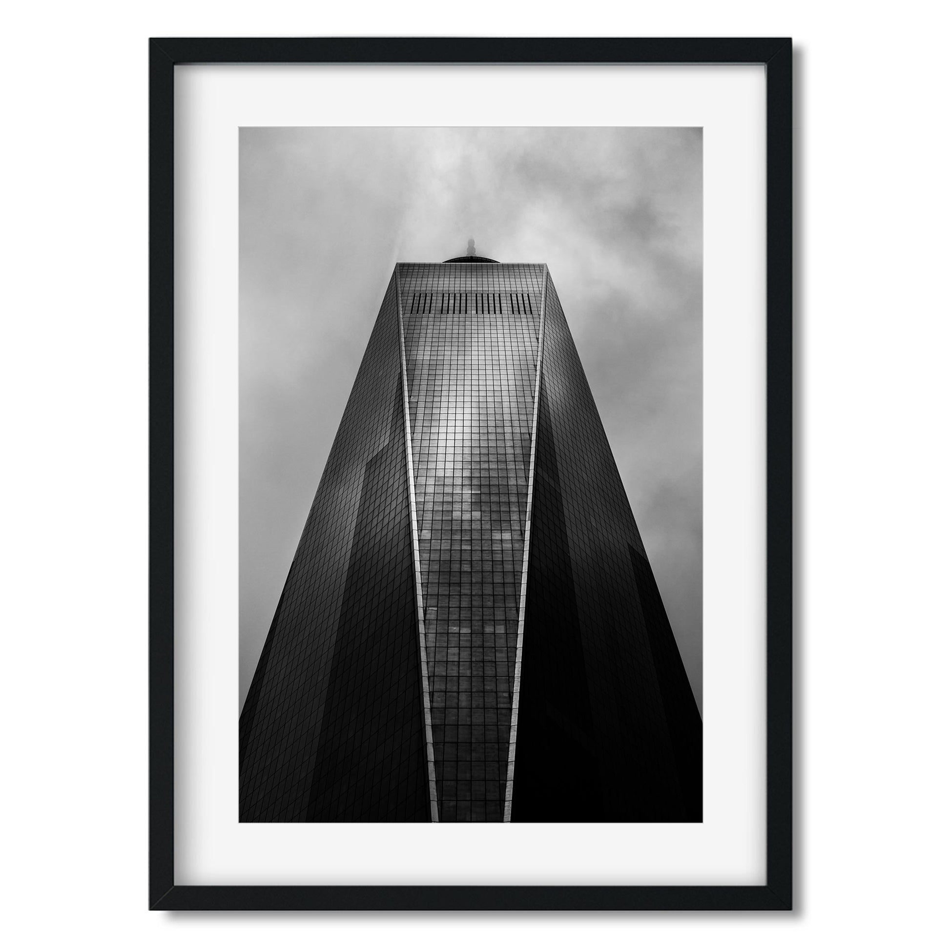 Black and white fine art print of One World Trade Center Lower Manhattan NYC