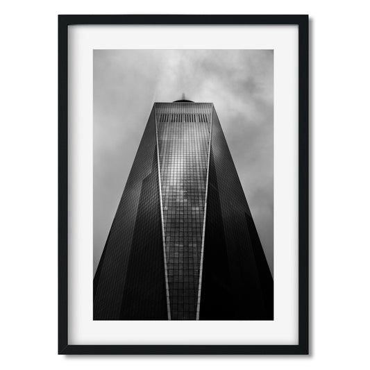 Black and white fine art print of One World Trade Center Lower Manhattan NYC