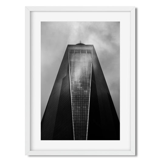 Black and white fine art print of One World Trade Center Lower Manhattan NYC