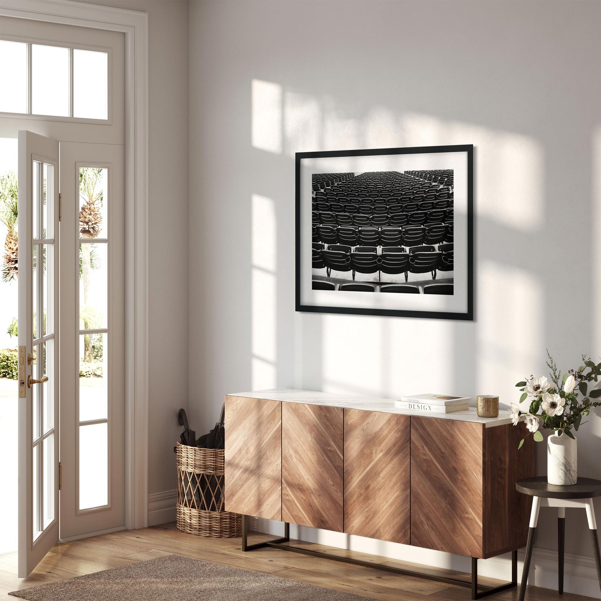 Black and white fine art print of Baseball Park Brooklyn New York