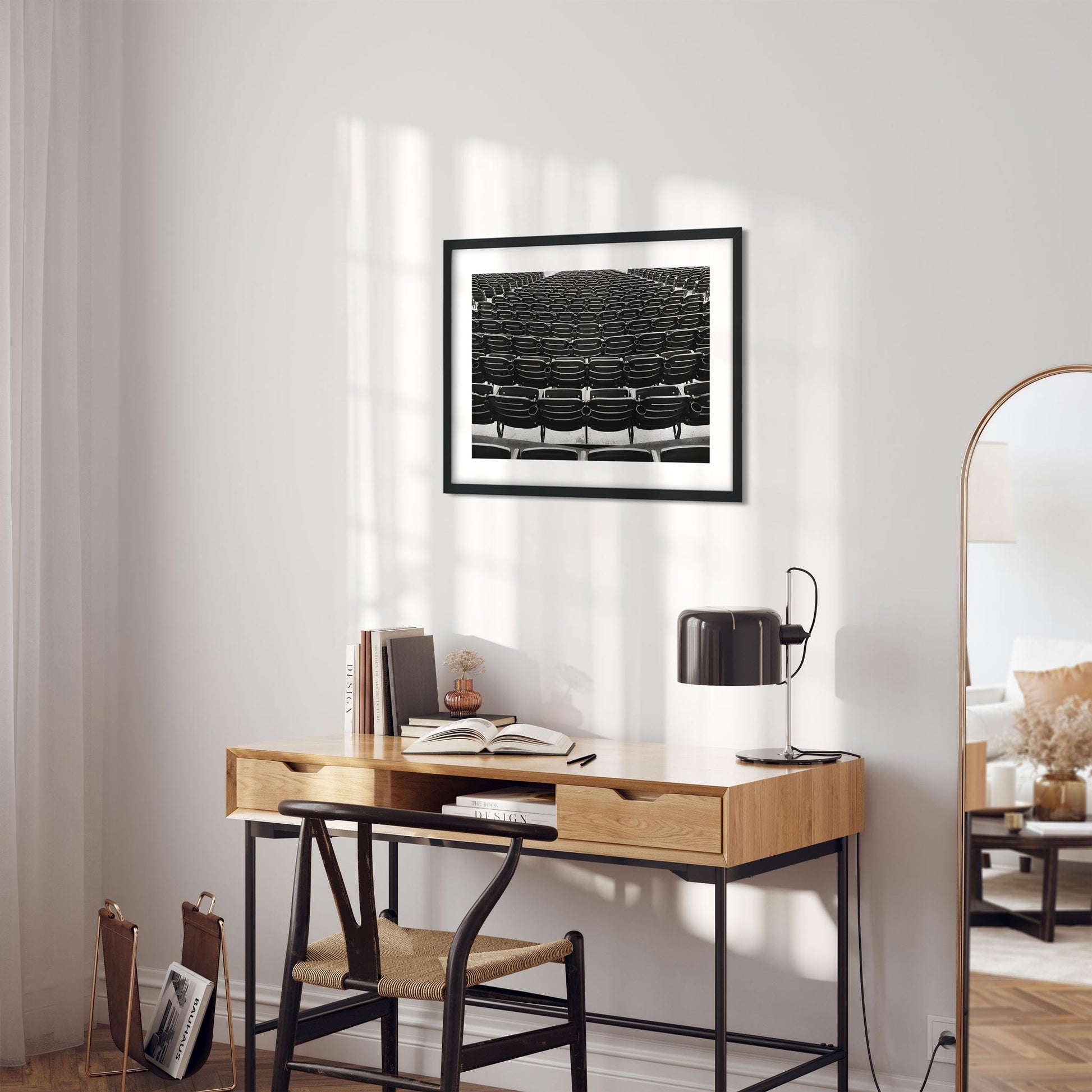 Black and white fine art print of Baseball Park Brooklyn New York