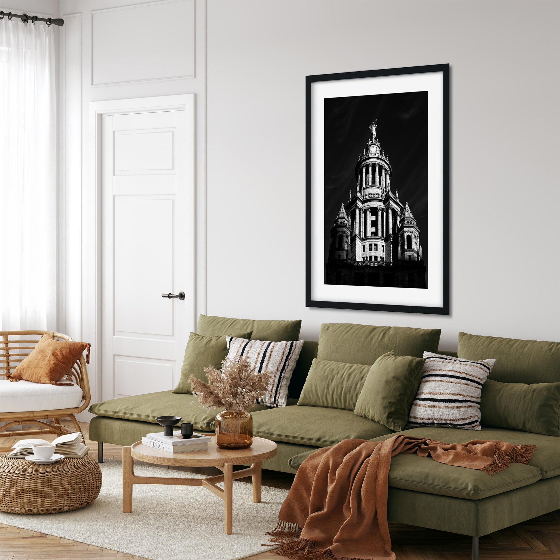 Black and white fine art print of Manhattan Borough President's Office  New York City