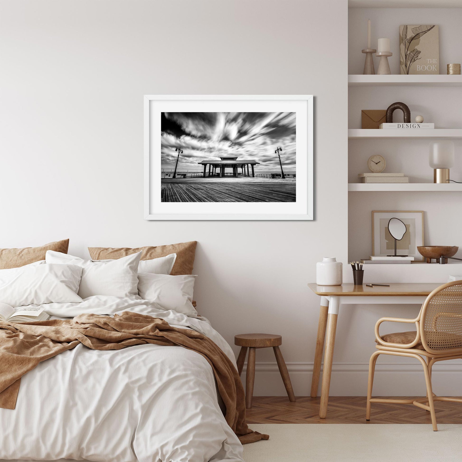 Black and white fine art print of Coney Island Boardwalk, Brooklyn New York 