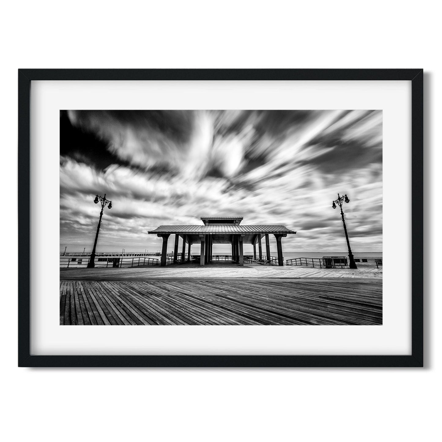 Black and white fine art print of Coney Island Boardwalk, Brooklyn New York 