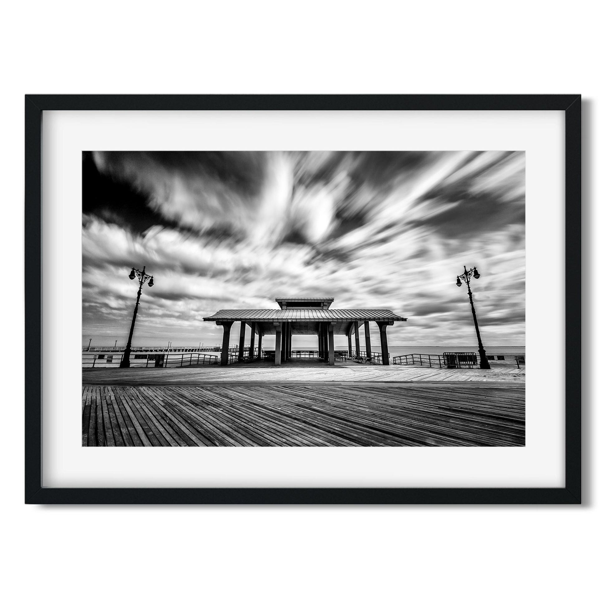 Black and white fine art print of Coney Island Boardwalk, Brooklyn New York 