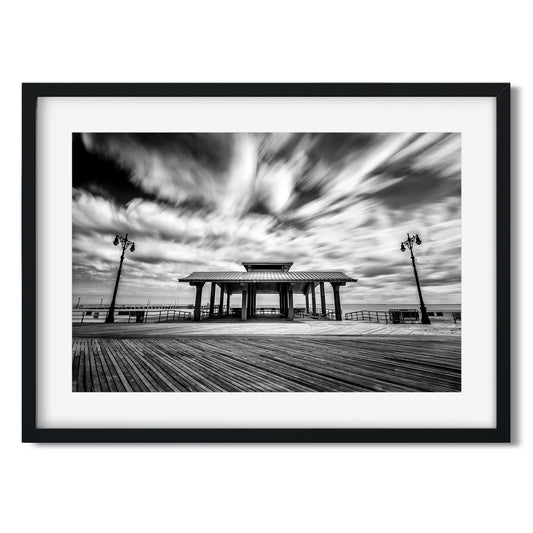 Black and white fine art print of Coney Island Boardwalk, Brooklyn New York 
