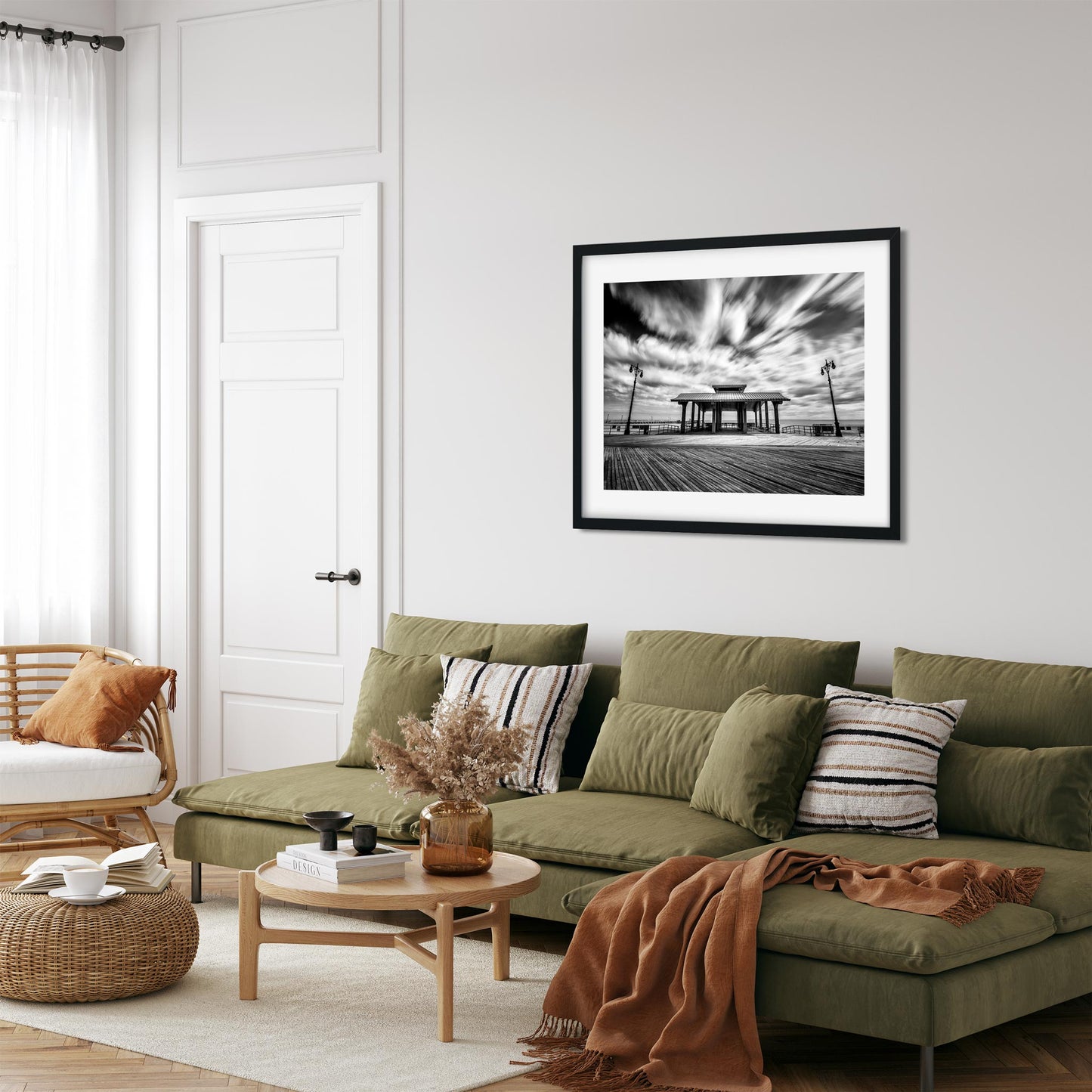 Black and white fine art print of Coney Island Boardwalk, Brooklyn New York 