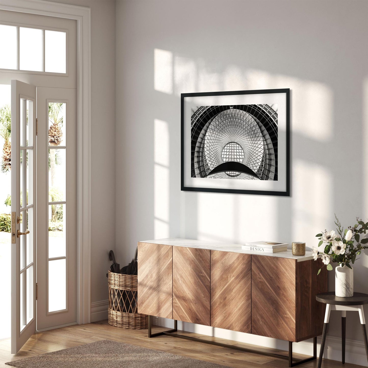 Black and white fine art print of Fulton Street Subway Station Lower Manhattan New York City