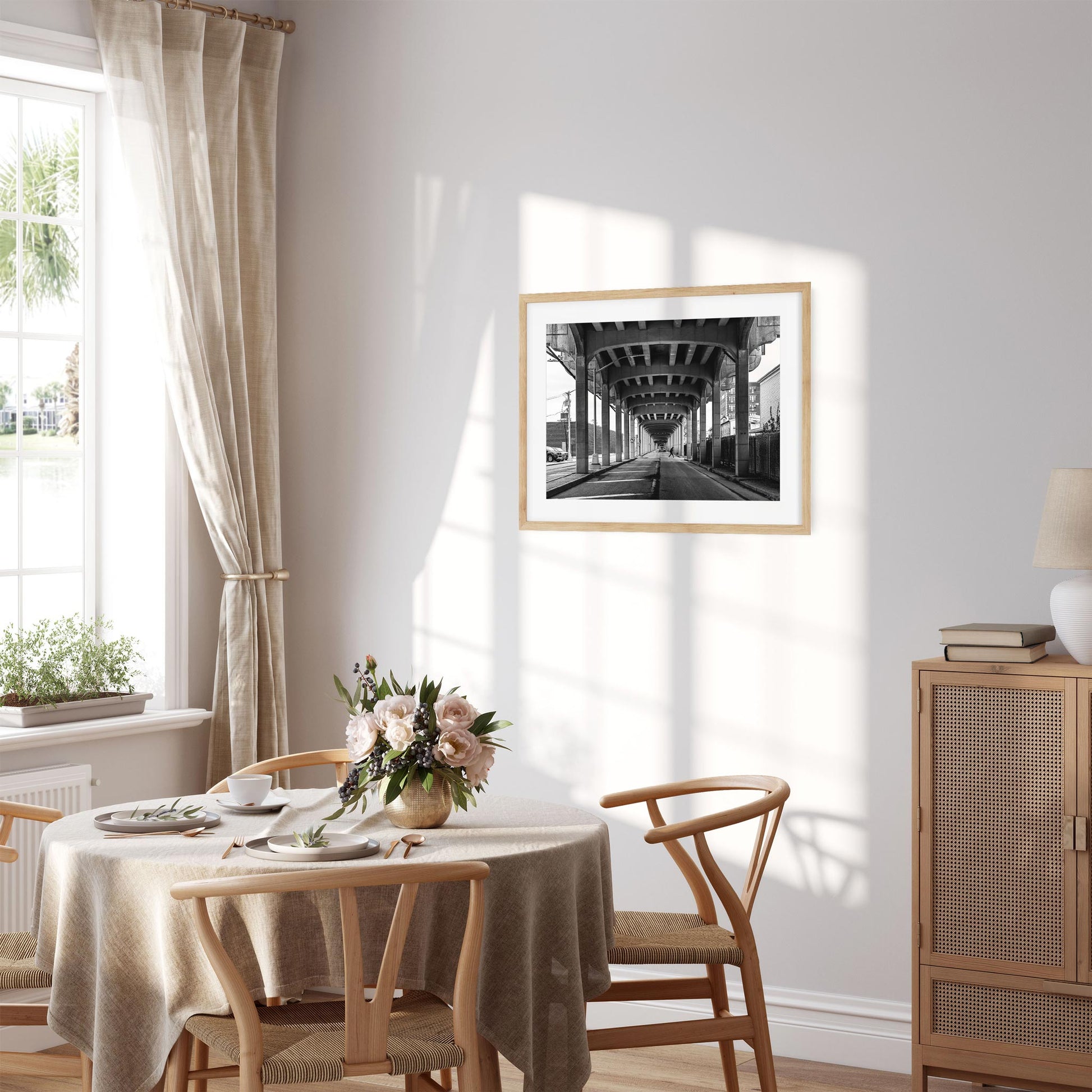 Black and white fine art print of Rockaway Freeway, Queens New York