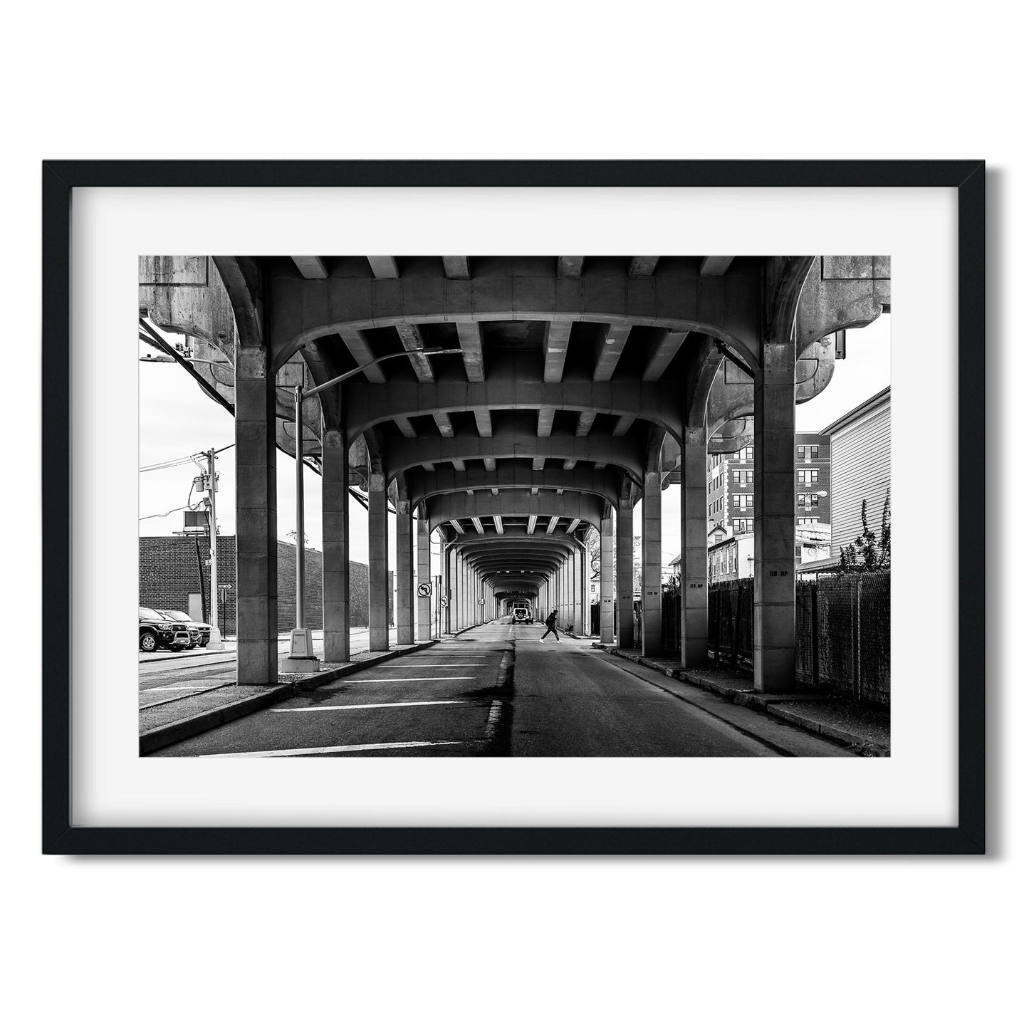 Black and white fine art print of Rockaway Freeway, Queens New York