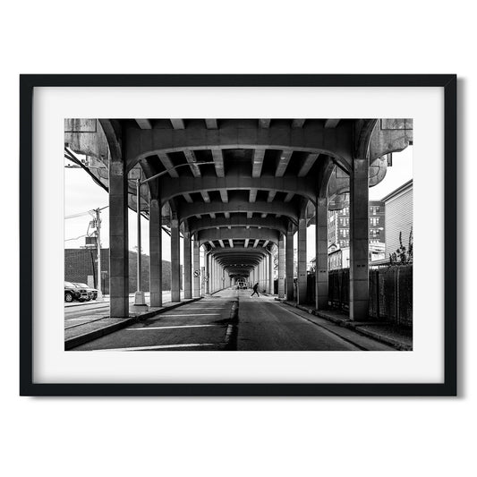 Black and white fine art print of Rockaway Freeway, Queens New York