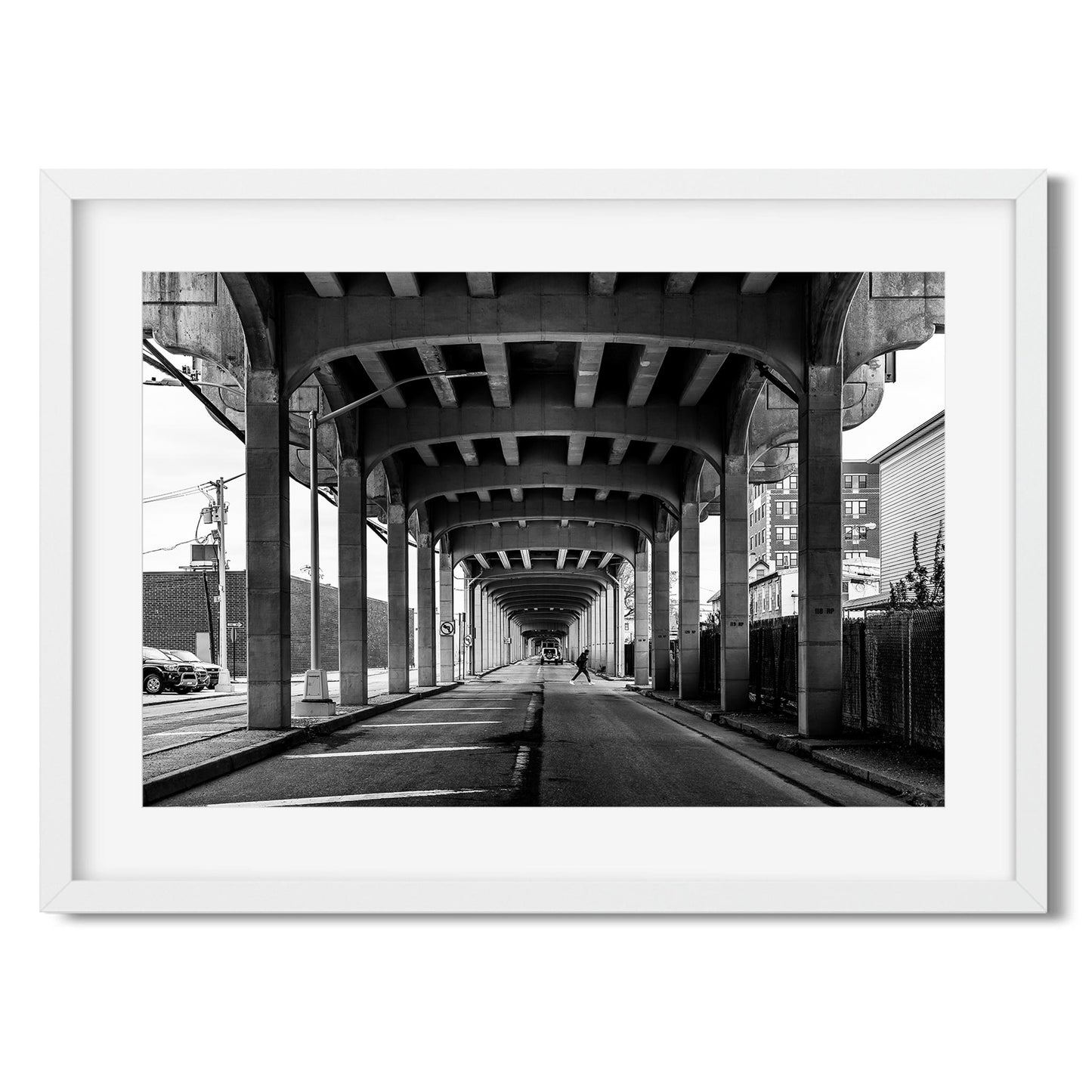 Black and white fine art print of Rockaway Freeway, Queens New York