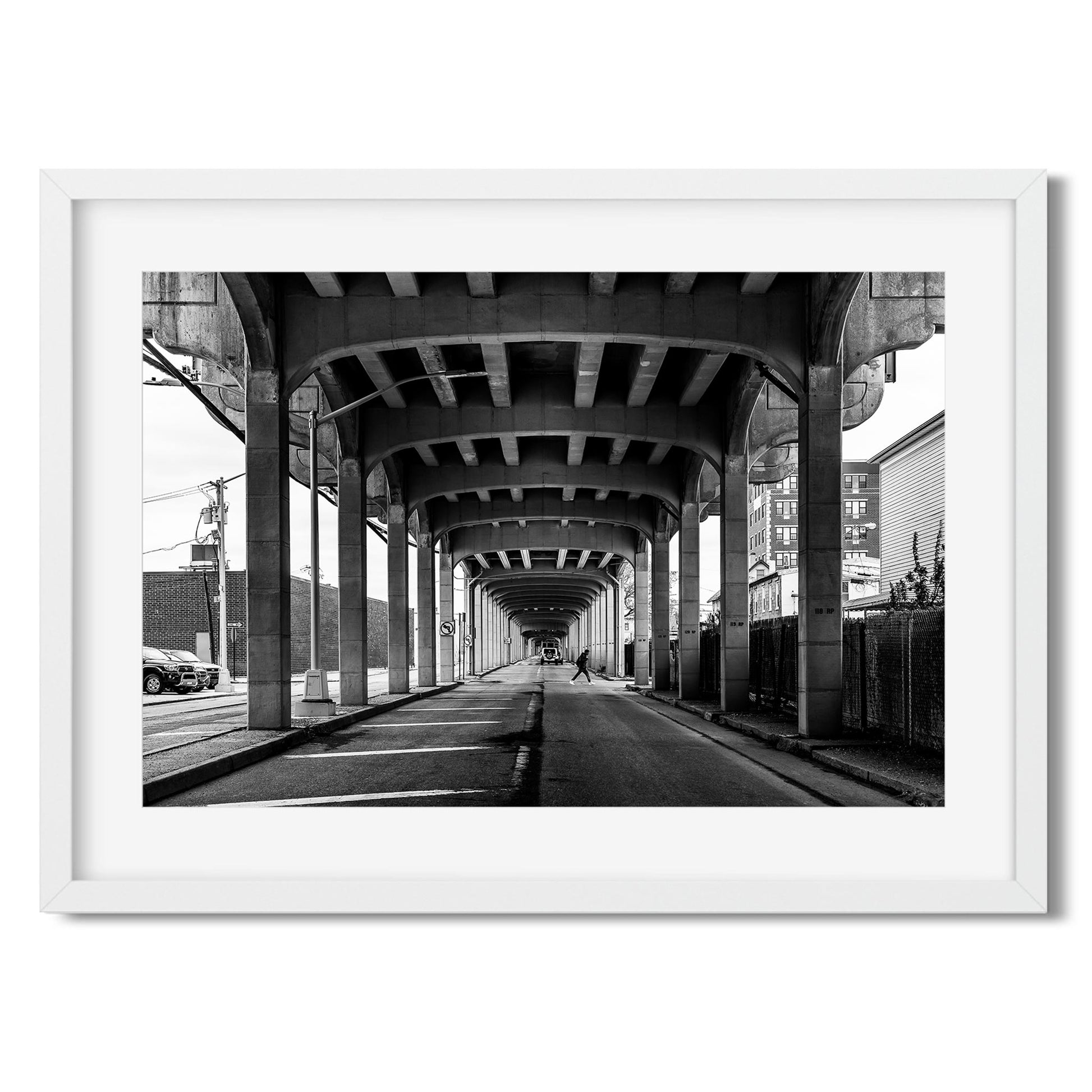 Black and white fine art print of Rockaway Freeway, Queens New York