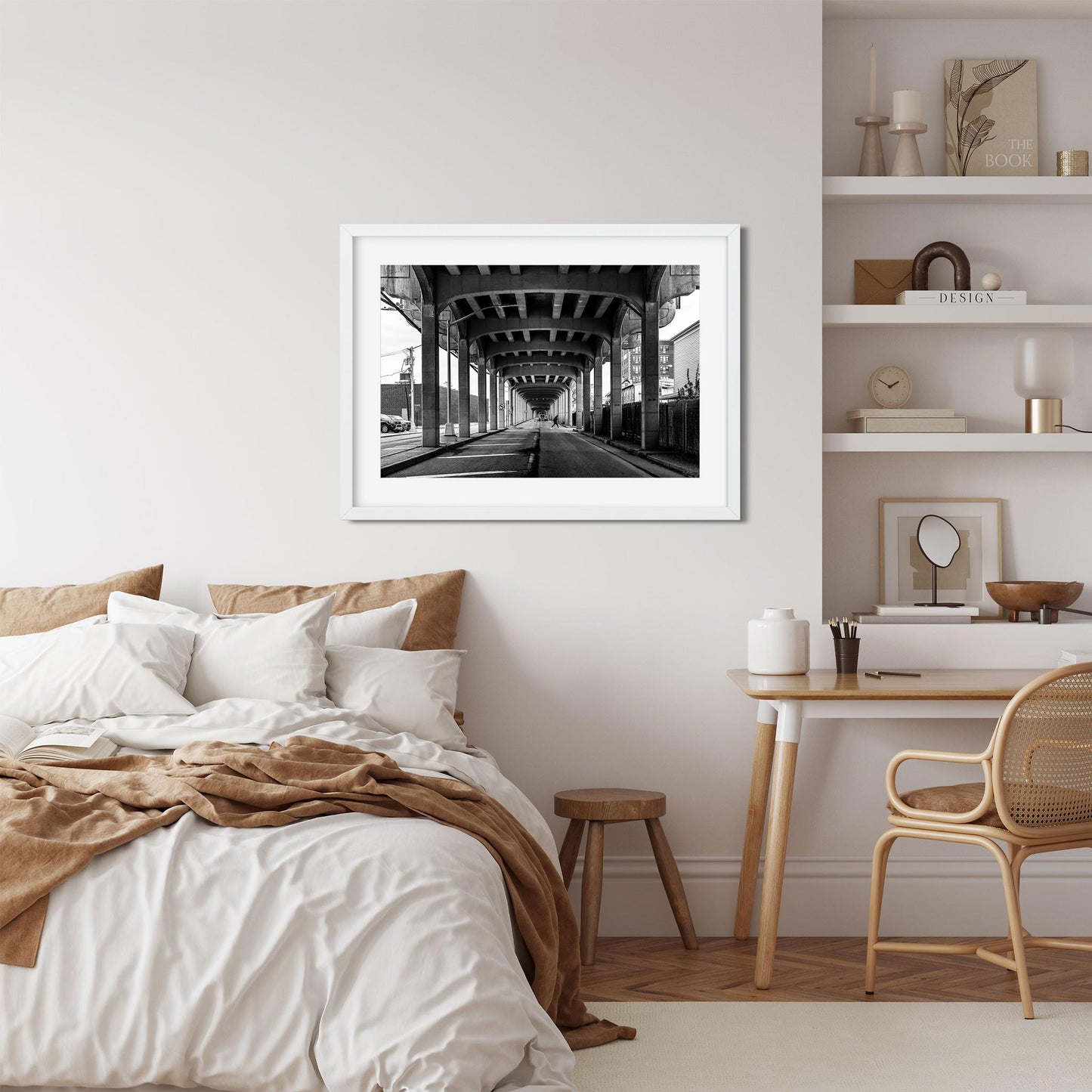 Black and white fine art print of Rockaway Freeway, Queens New York