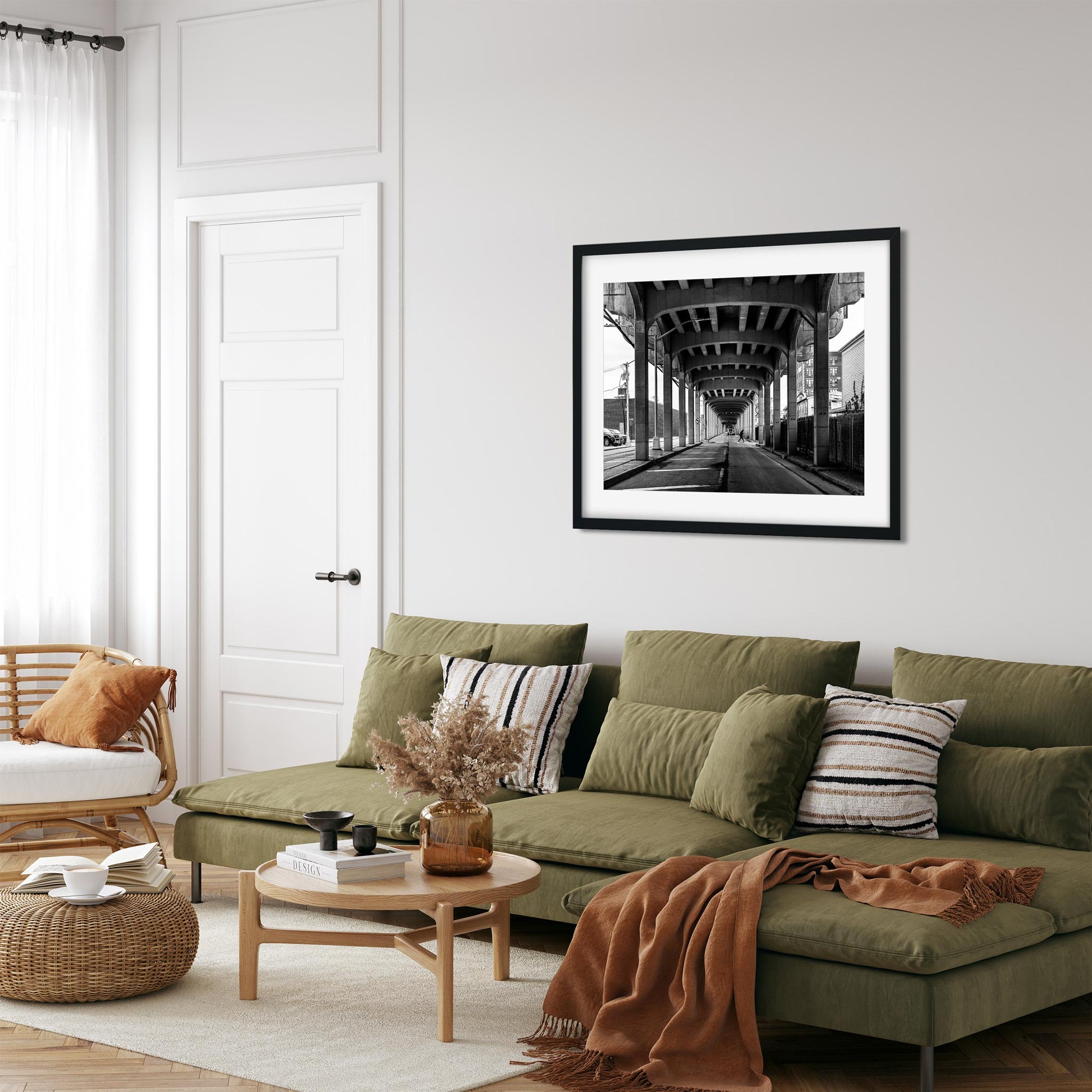 Black and white fine art print of Rockaway Freeway, Queens New York