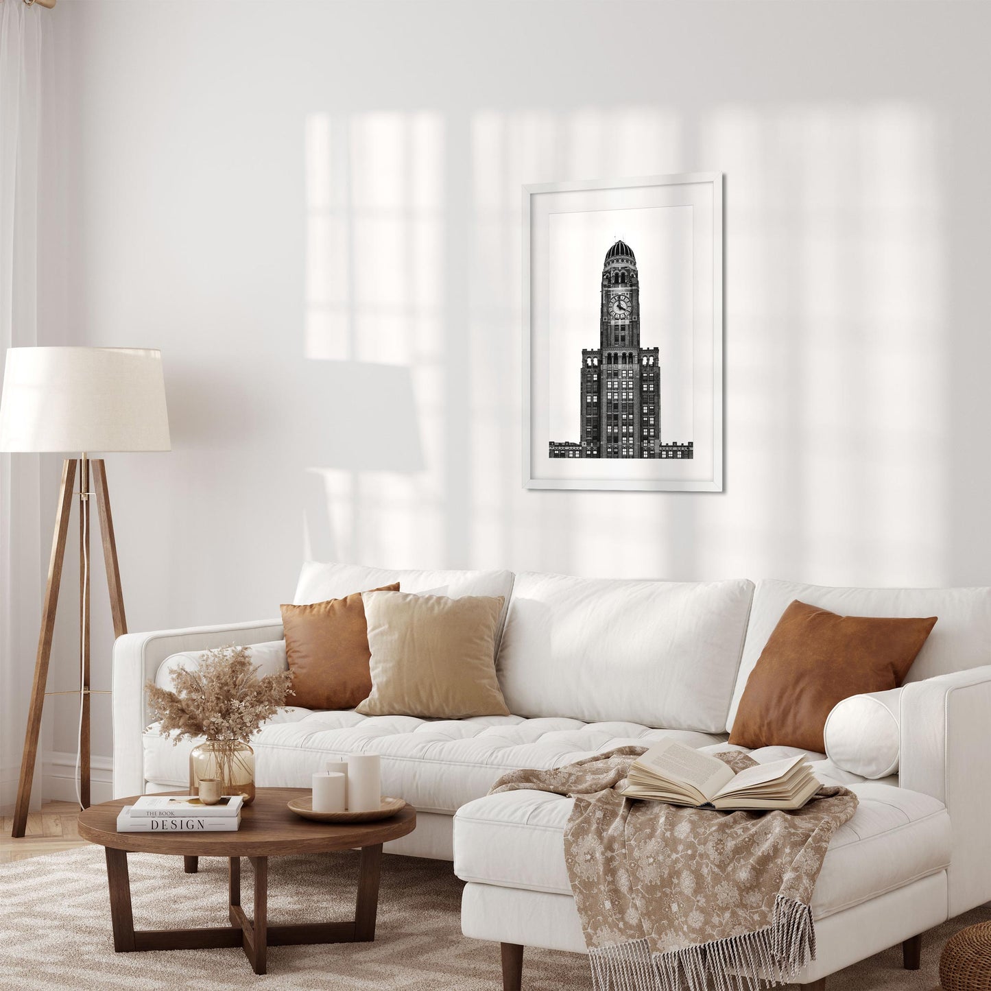 Black and white fine art print of The Williamsburgh Savings Bank Tower Brooklyn New York