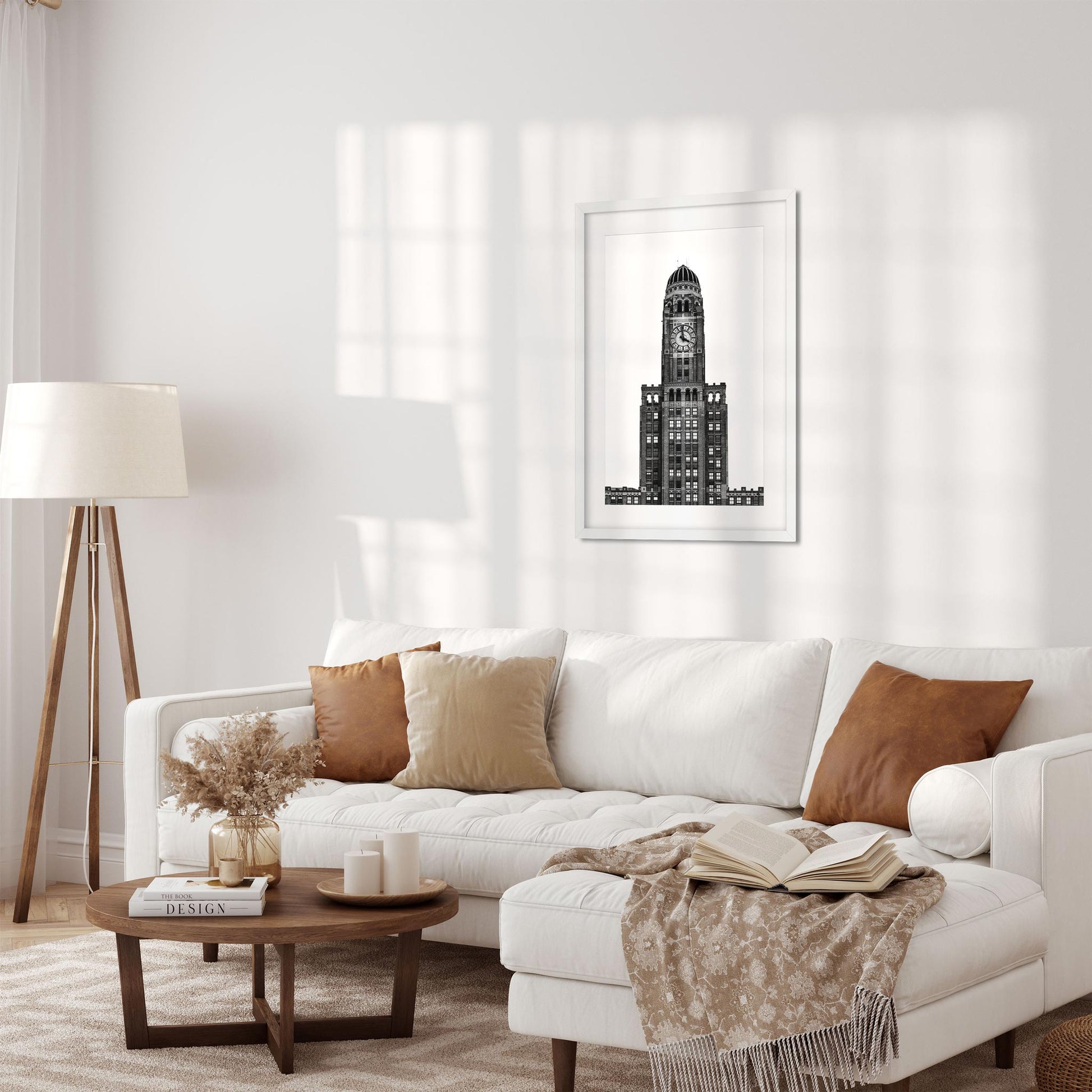 Black and white fine art print of The Williamsburgh Savings Bank Tower Brooklyn New York