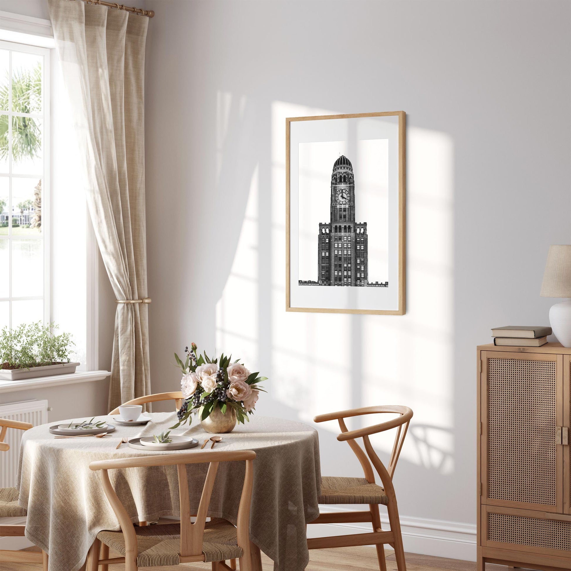 Black and white fine art print of The Williamsburgh Savings Bank Tower Brooklyn New York
