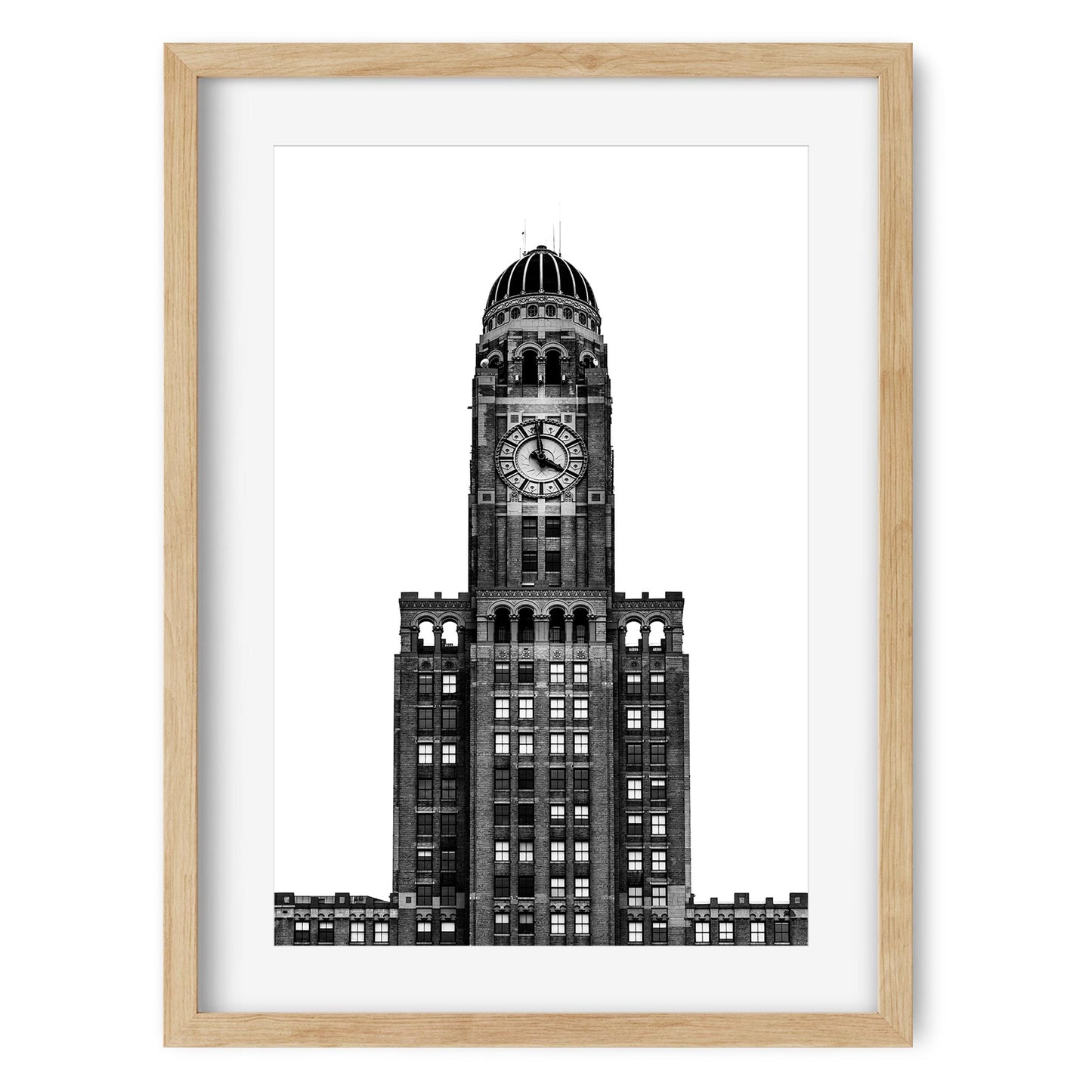 Black and white fine art print of The Williamsburgh Savings Bank Tower Brooklyn New York