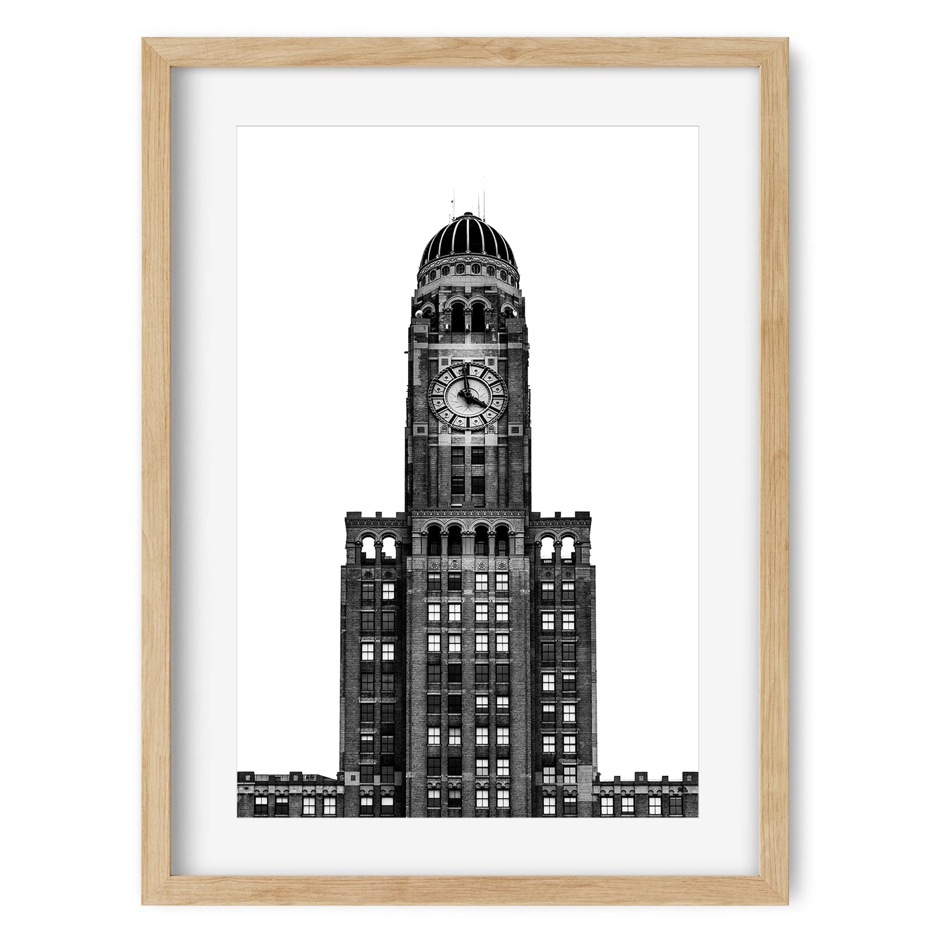 Black and white fine art print of The Williamsburgh Savings Bank Tower Brooklyn New York