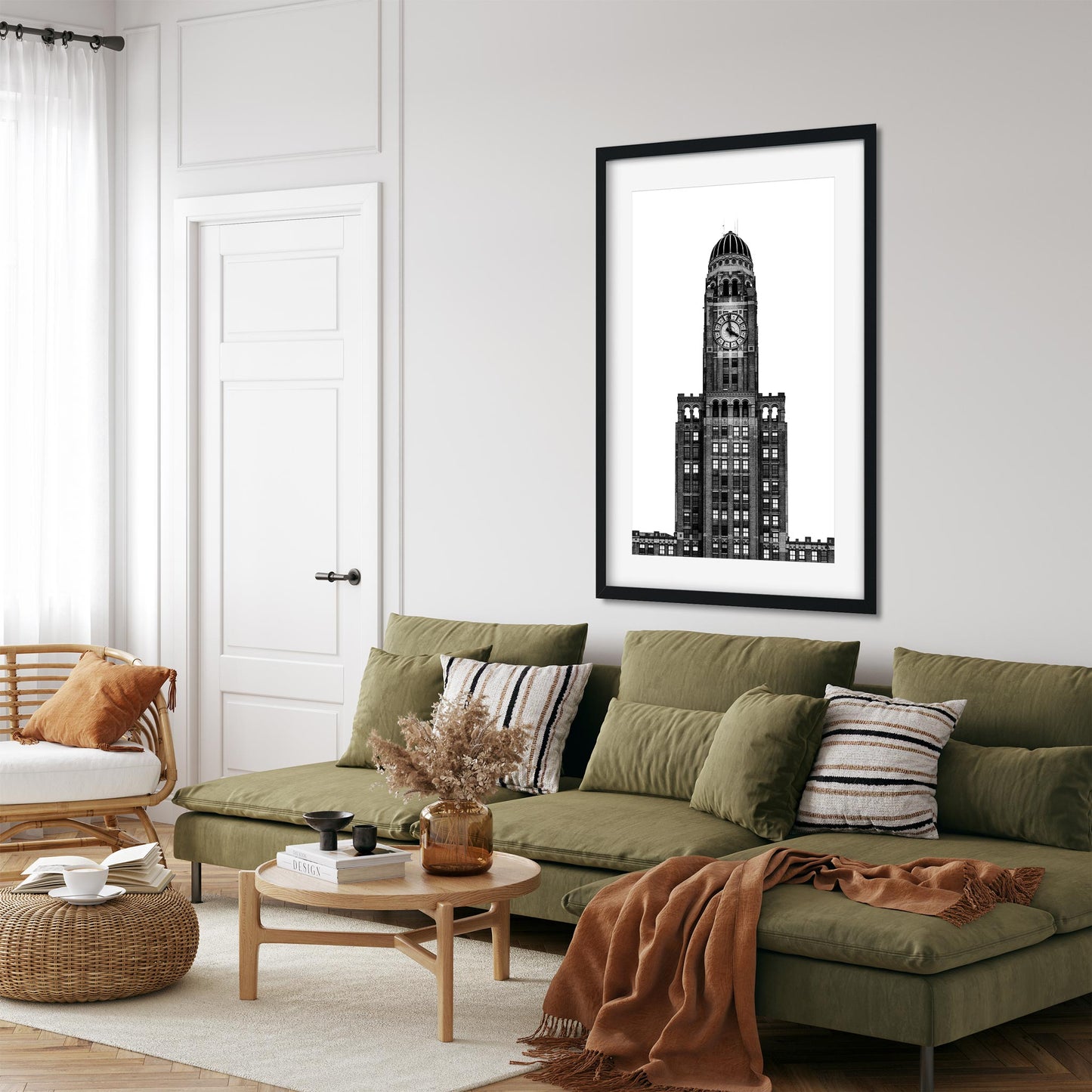 Black and white fine art print of The Williamsburgh Savings Bank Tower Brooklyn New York