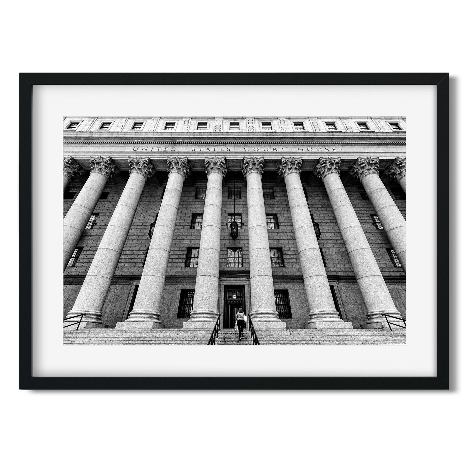 Black and white fine art print of New York County Supreme Court Lower Manhattan NYC
