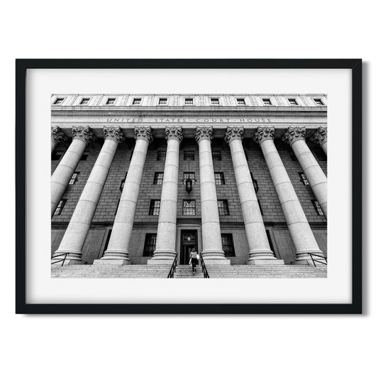 Black and white fine art print of New York County Supreme Court Lower Manhattan NYC