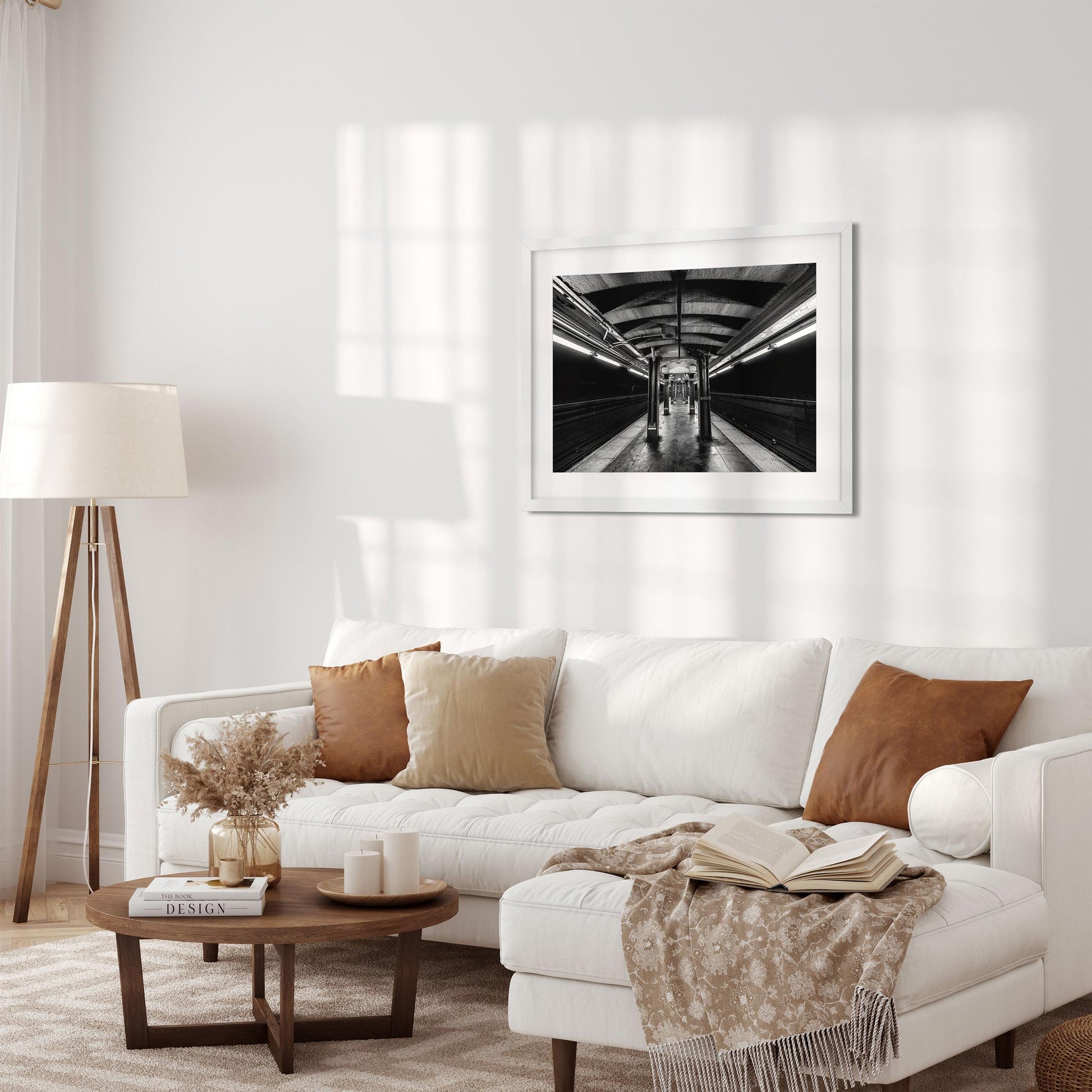 Black and white fine art print of Jay Street Metrotech Subway Station Brooklyn New York