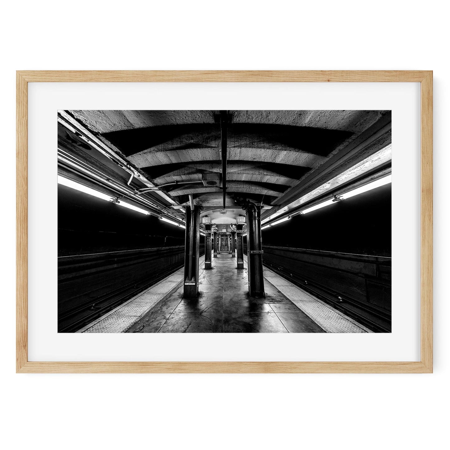 Black and white fine art print of Jay Street Metrotech Subway Station Brooklyn New York