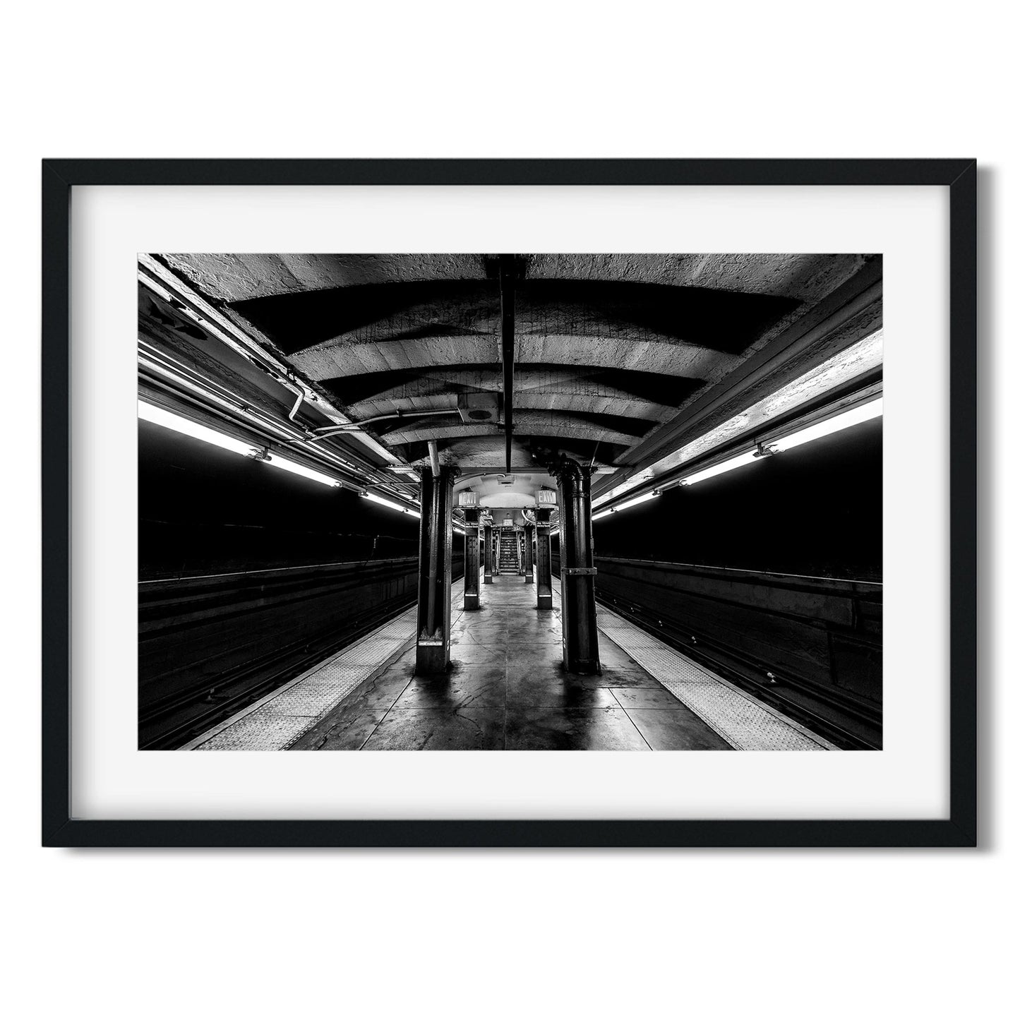 Black and white fine art print of Jay Street Metrotech Subway Station Brooklyn New York