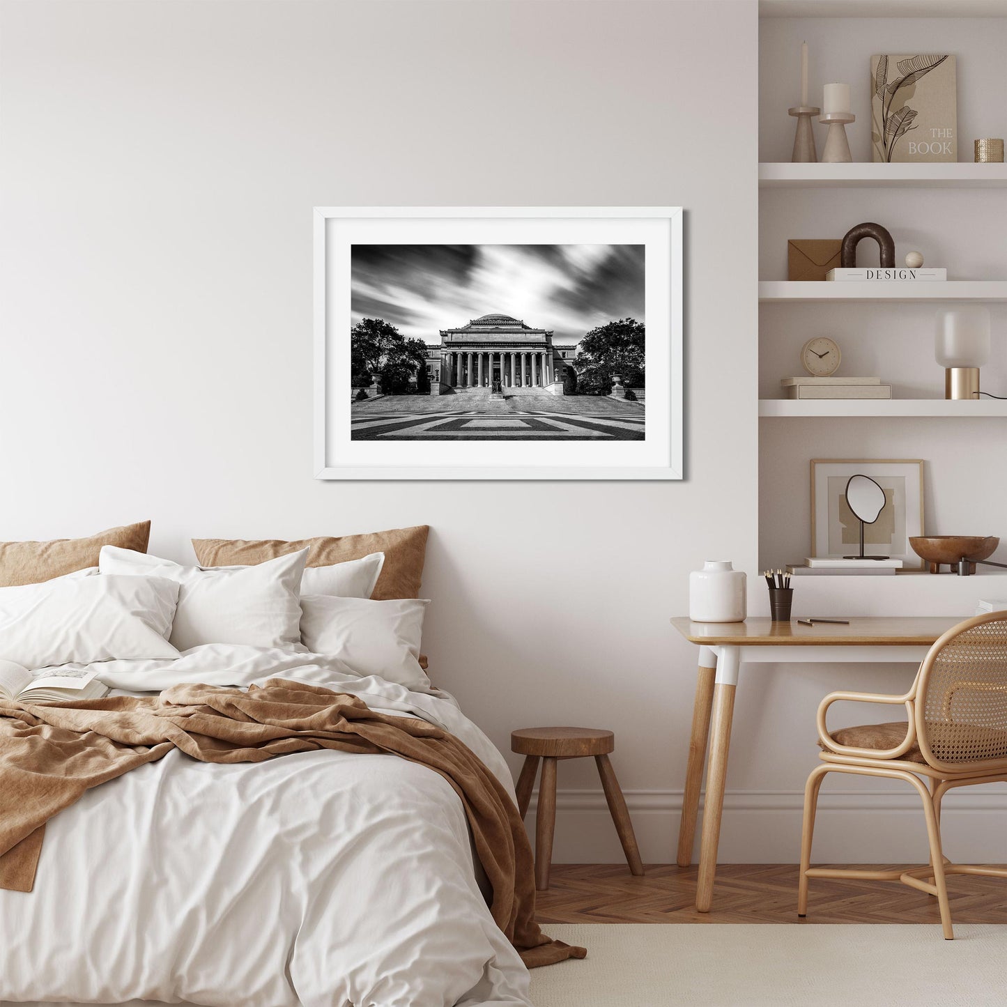 Black and white fine art print of Columbia University Upper Manhattan New York City