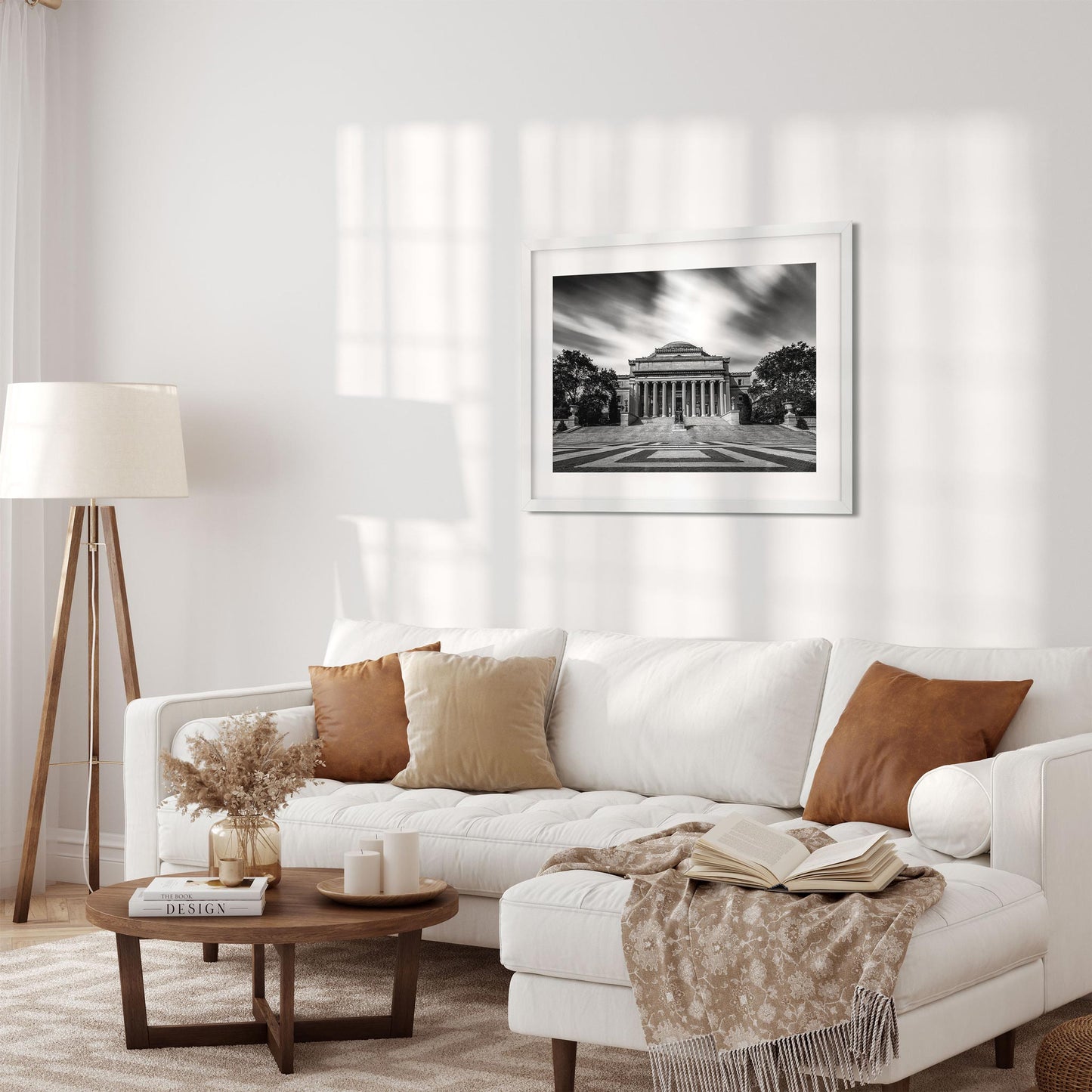 Black and white fine art print of Columbia University Upper Manhattan New York City