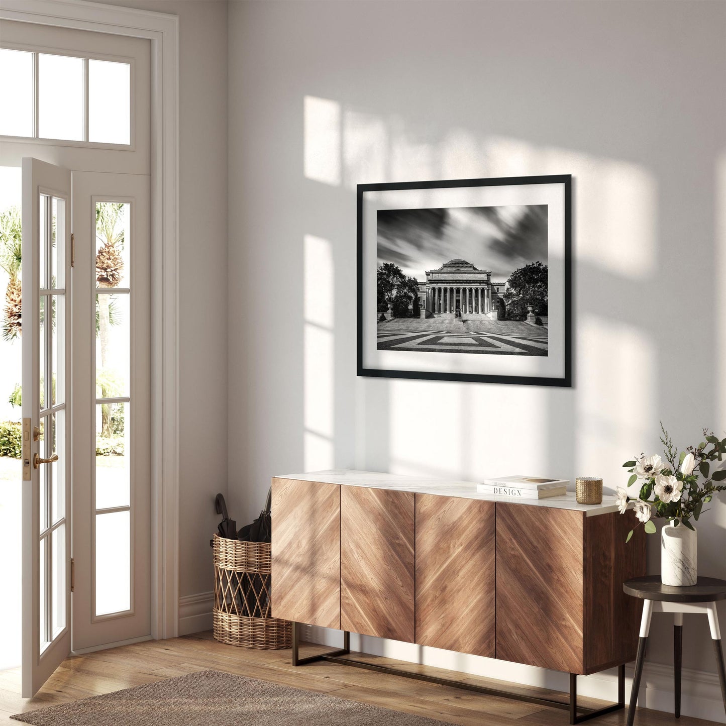 Black and white fine art print of Columbia University Upper Manhattan New York City