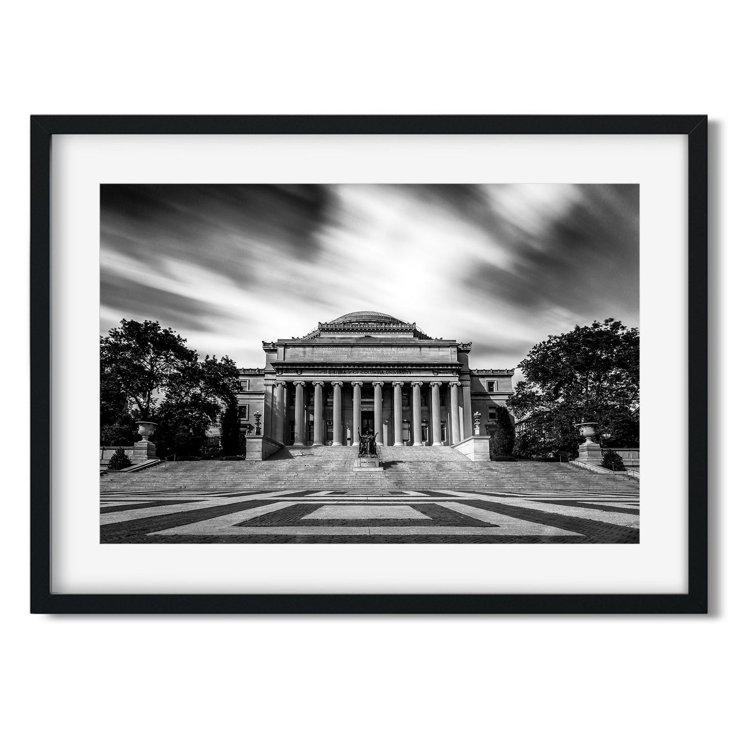 Black and white fine art print of Columbia University Upper Manhattan New York City