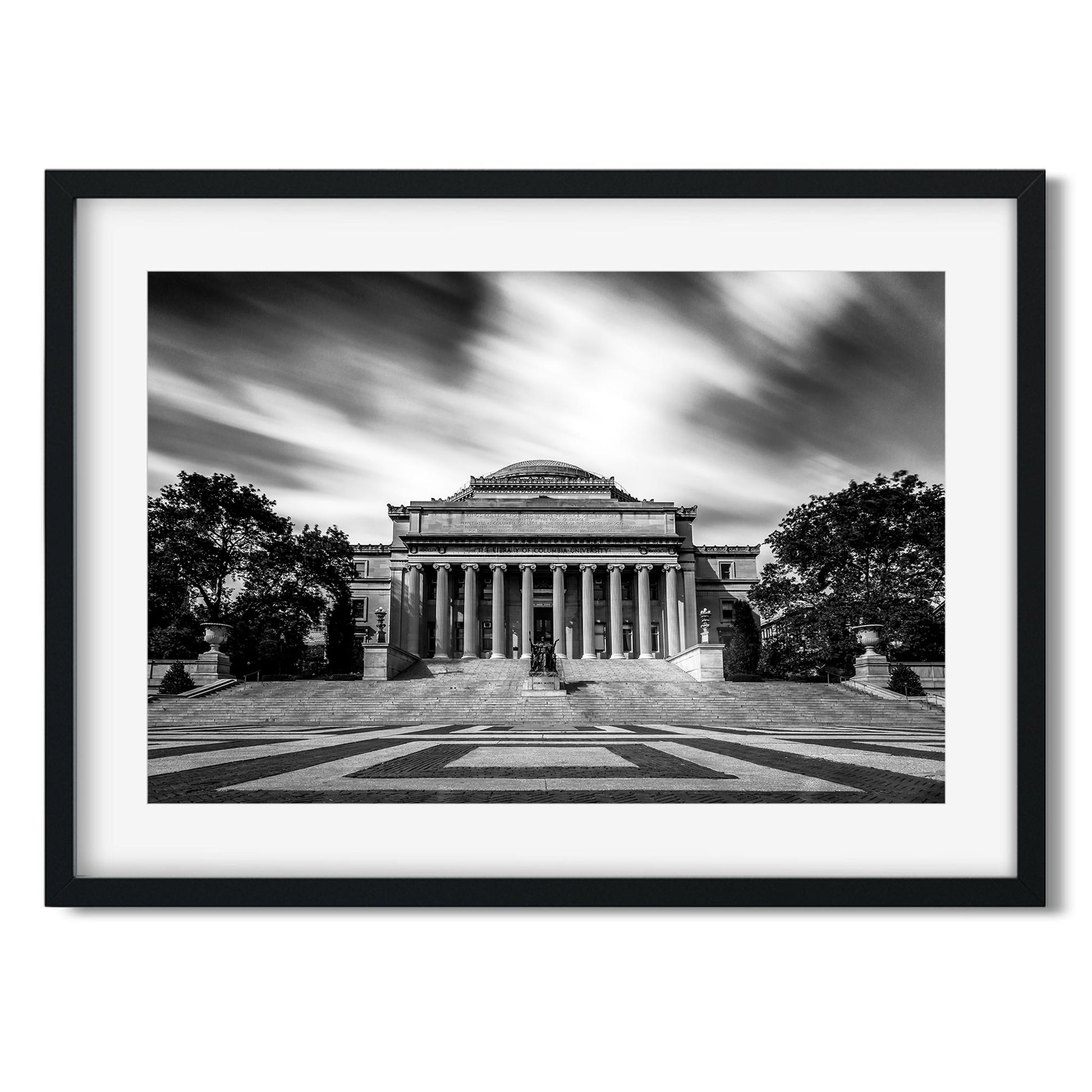 Black and white fine art print of Columbia University Upper Manhattan New York City